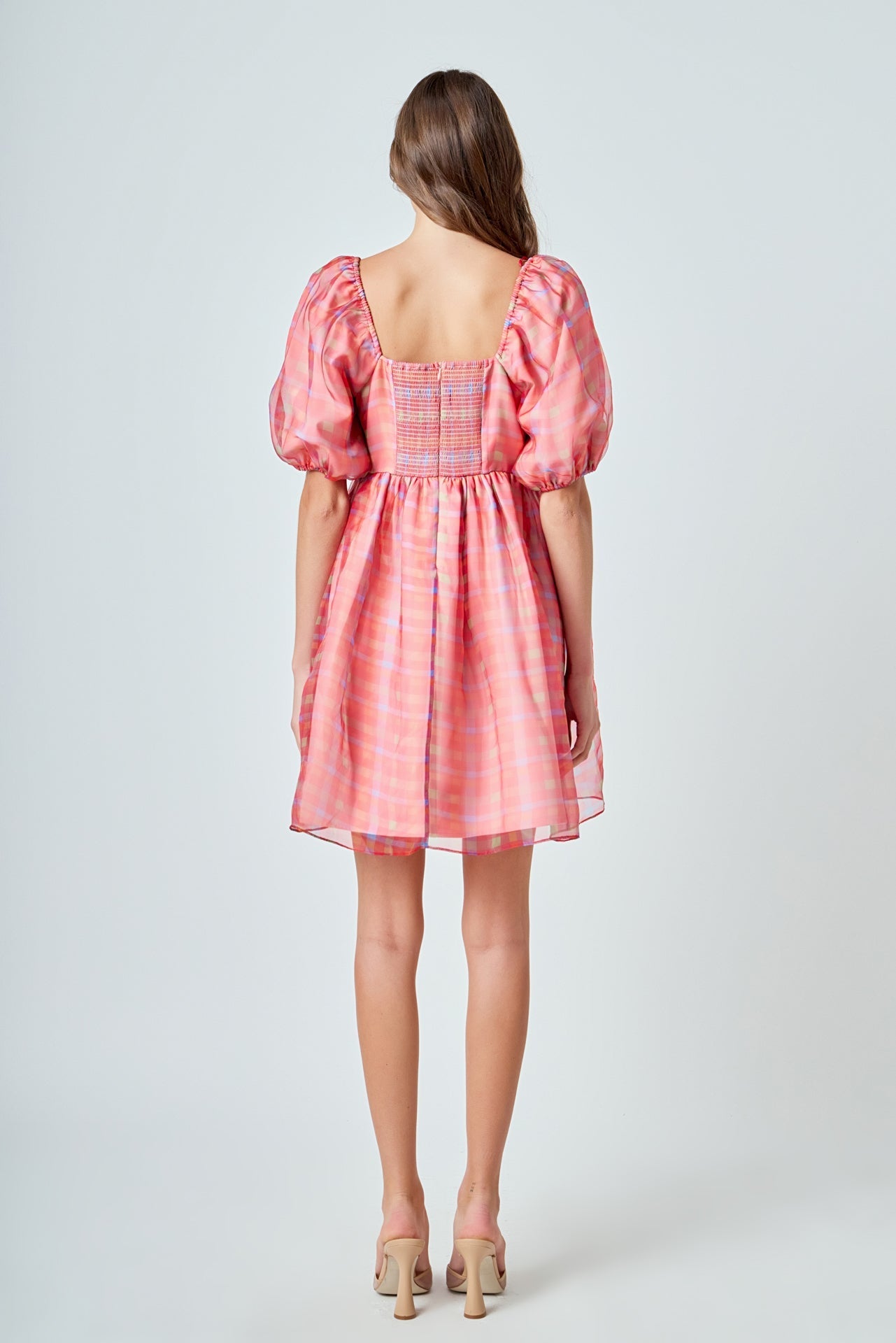ENDLESS ROSE - Checker Puff Mini Dress - DRESSES available at Objectrare