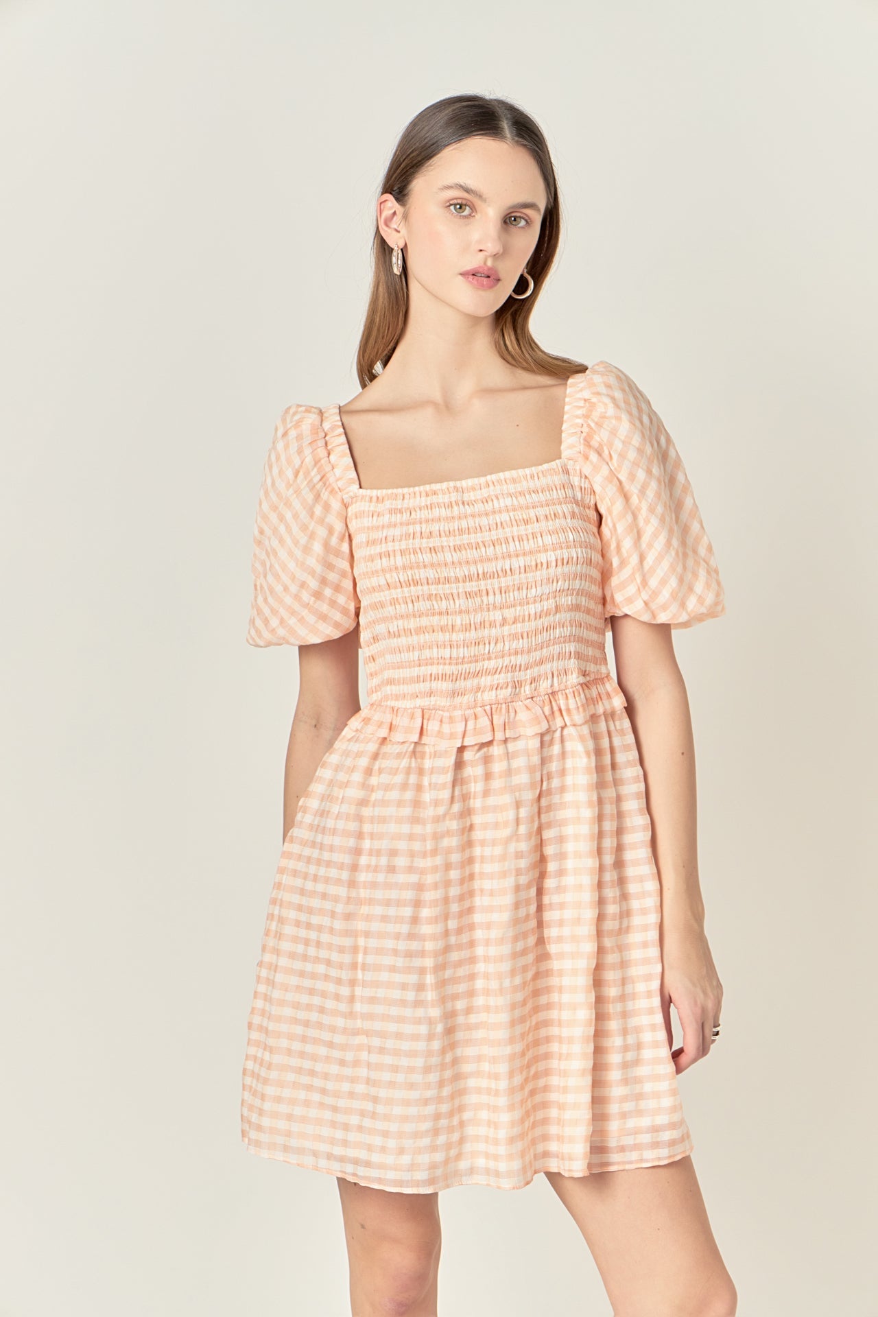 Plaid Smocked Mini Dress