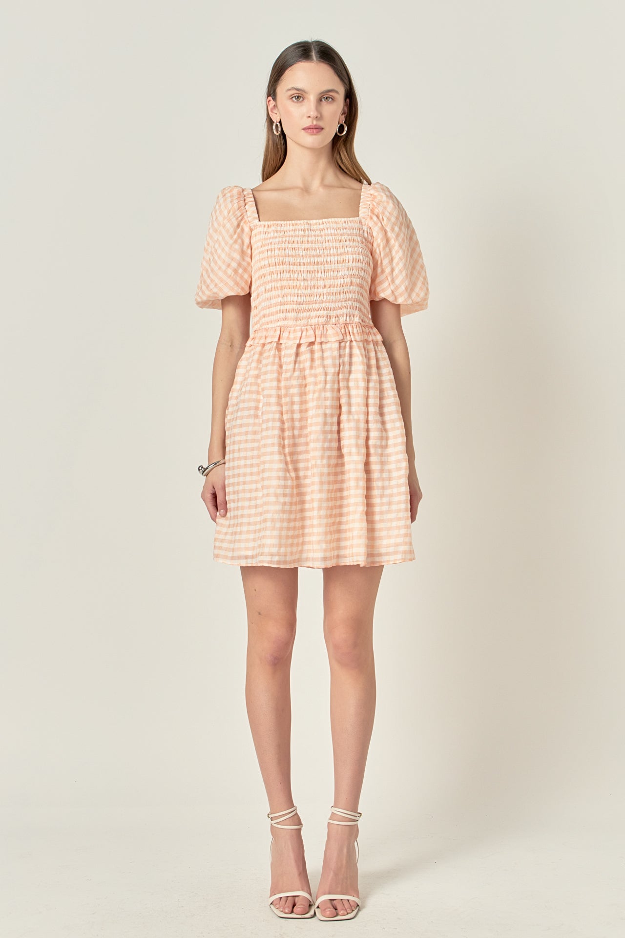 Plaid Smocked Mini Dress
