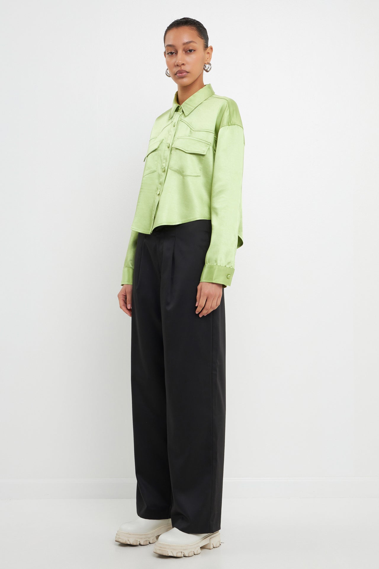 GREY LAB - Satin Crop Jacket - JACKETS available at Objectrare