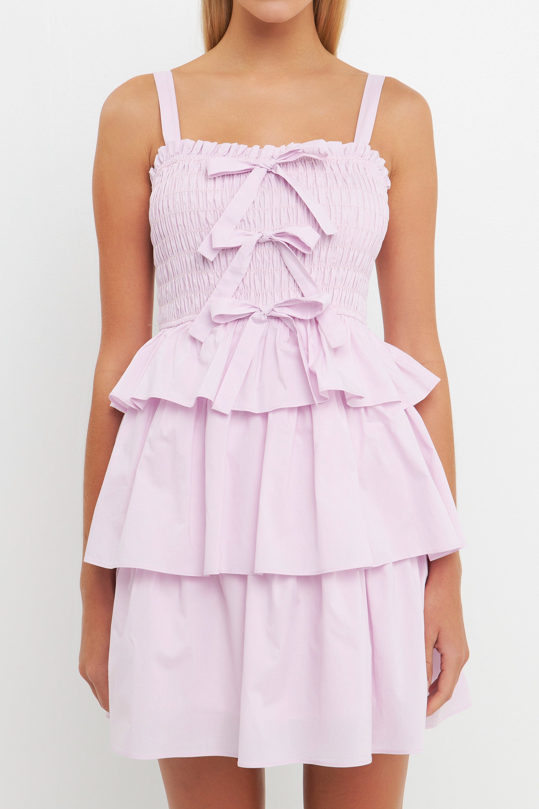 Ruffle tiered Mini Dress with Ties