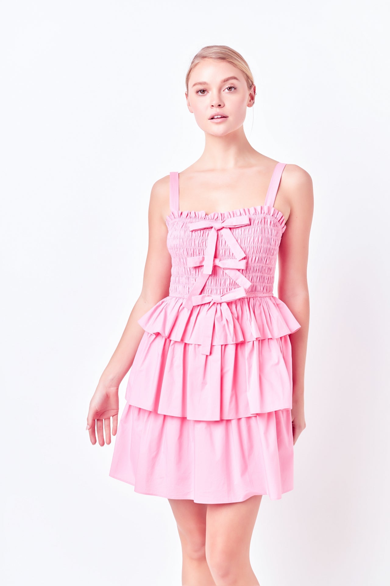 Ruffle tiered Mini Dress with Ties