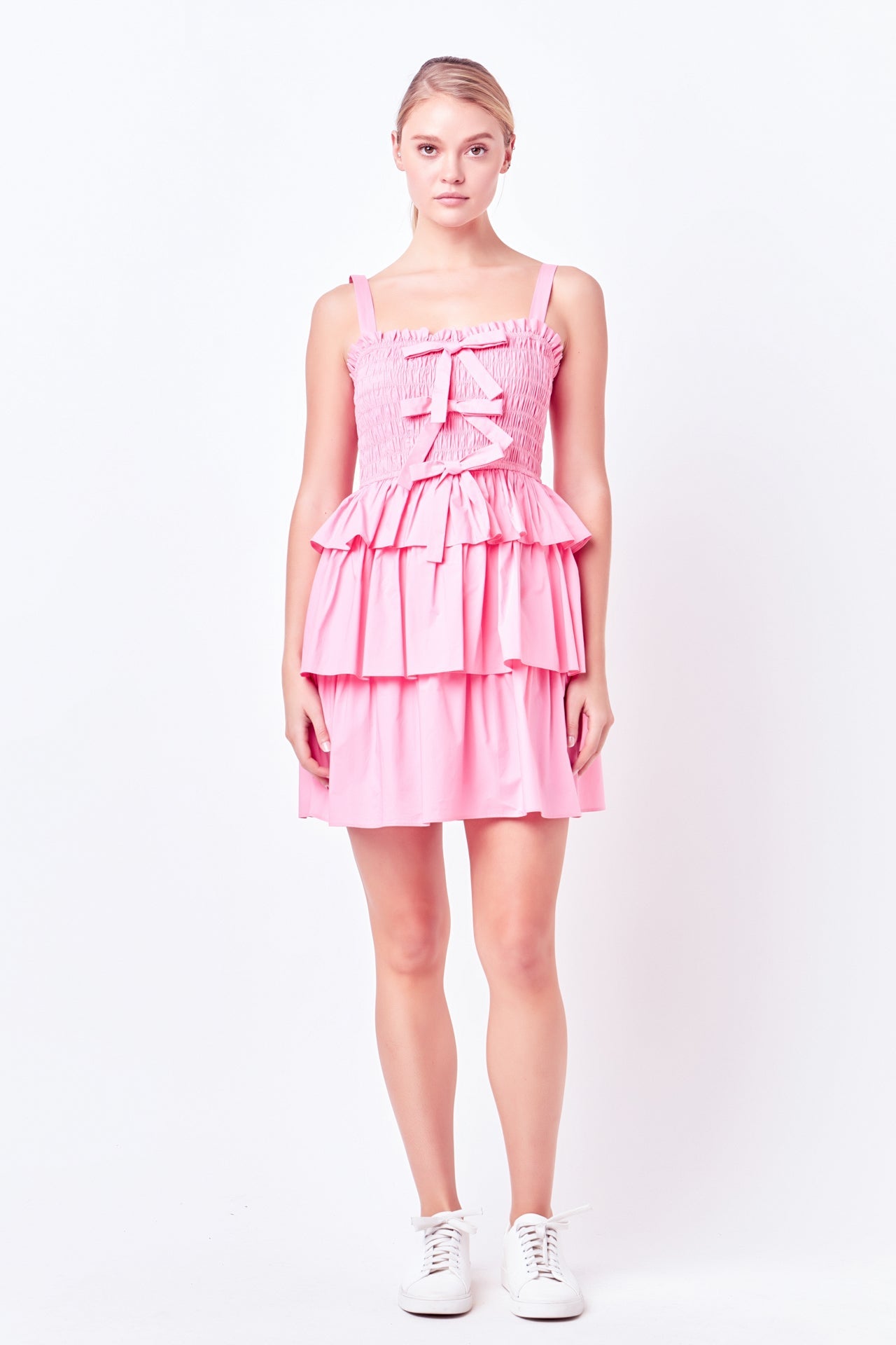 Ruffle tiered Mini Dress with Ties