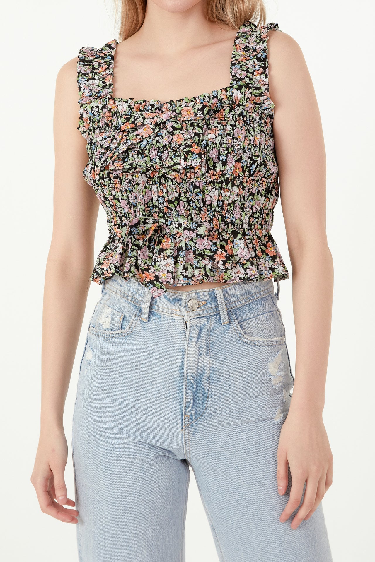 FREE THE ROSES - Floral Smocked Top - TOPS available at Objectrare