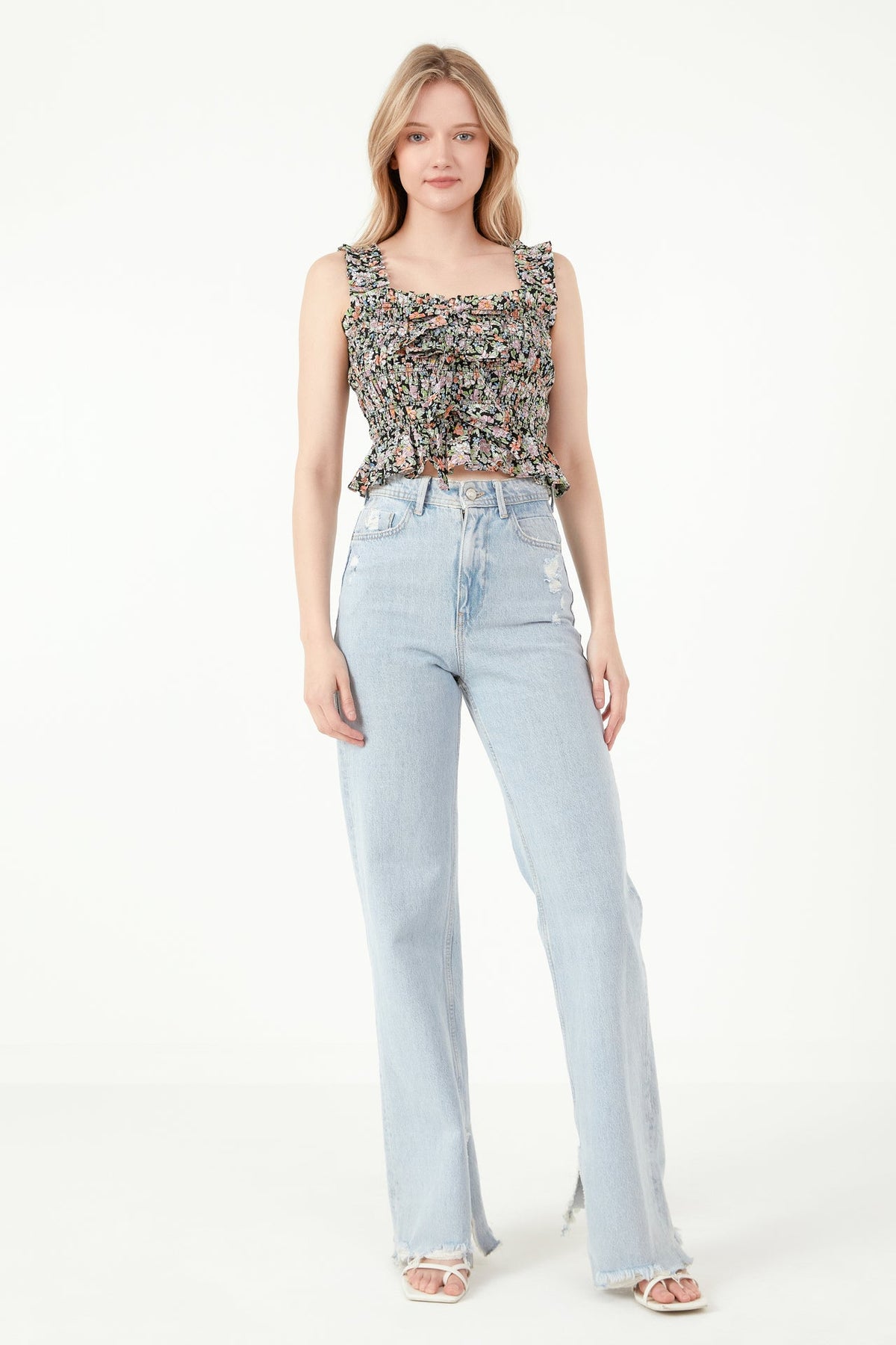FREE THE ROSES - Floral Smocked Top - TOPS available at Objectrare
