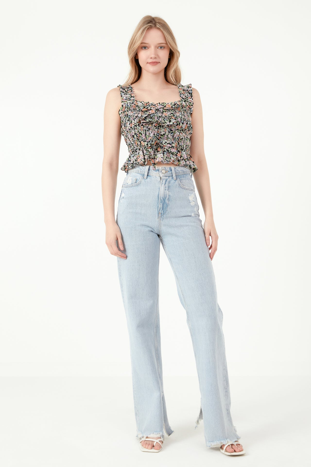 FREE THE ROSES - Floral Smocked Top - TOPS available at Objectrare