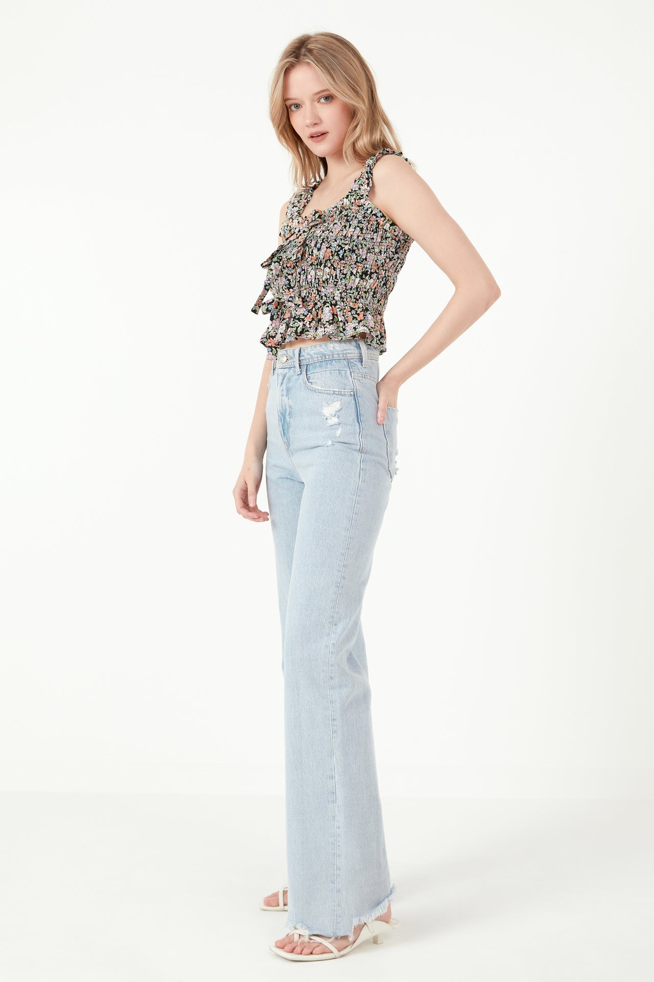 FREE THE ROSES - Floral Smocked Top - TOPS available at Objectrare