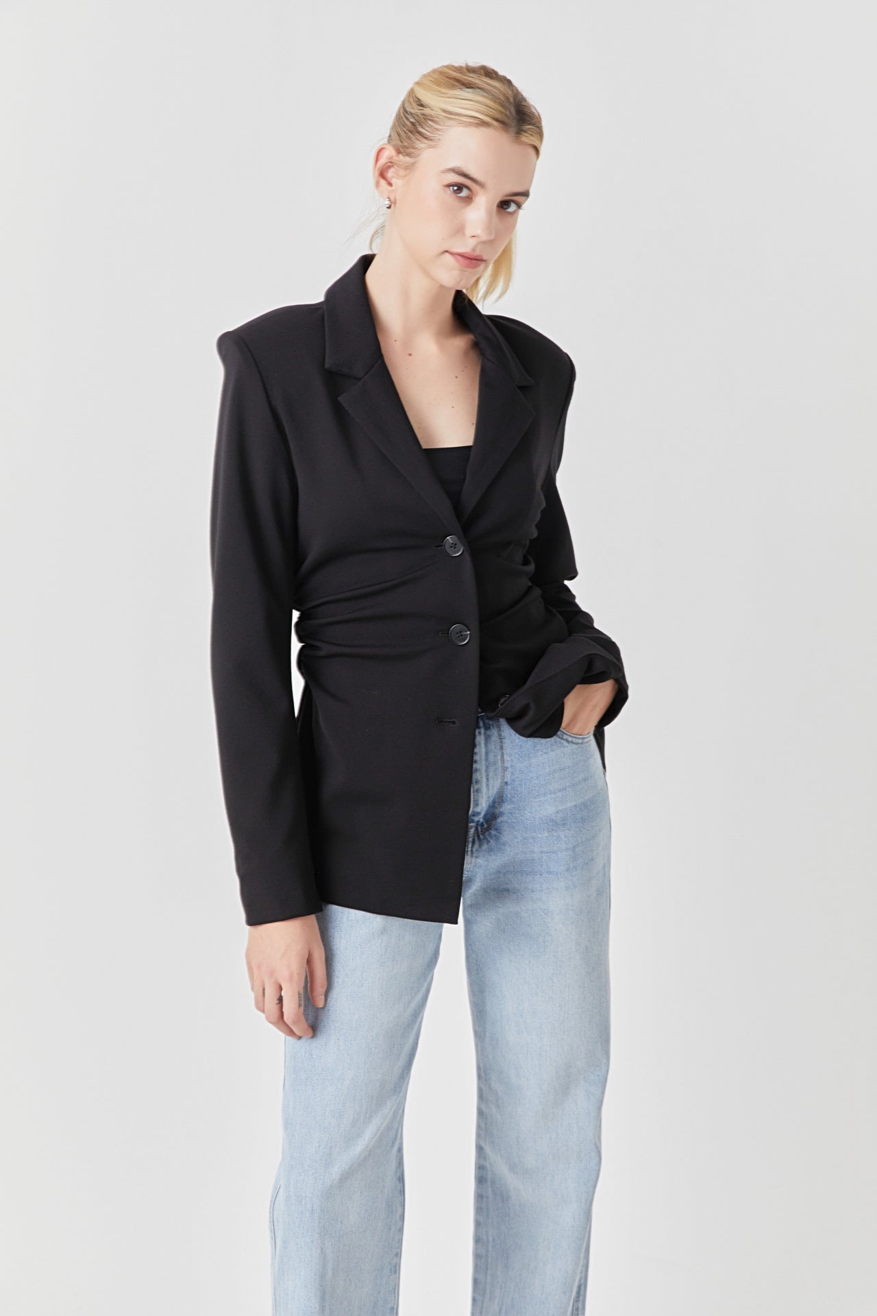 GREY LAB - Ruched Blazer - BLAZERS available at Objectrare