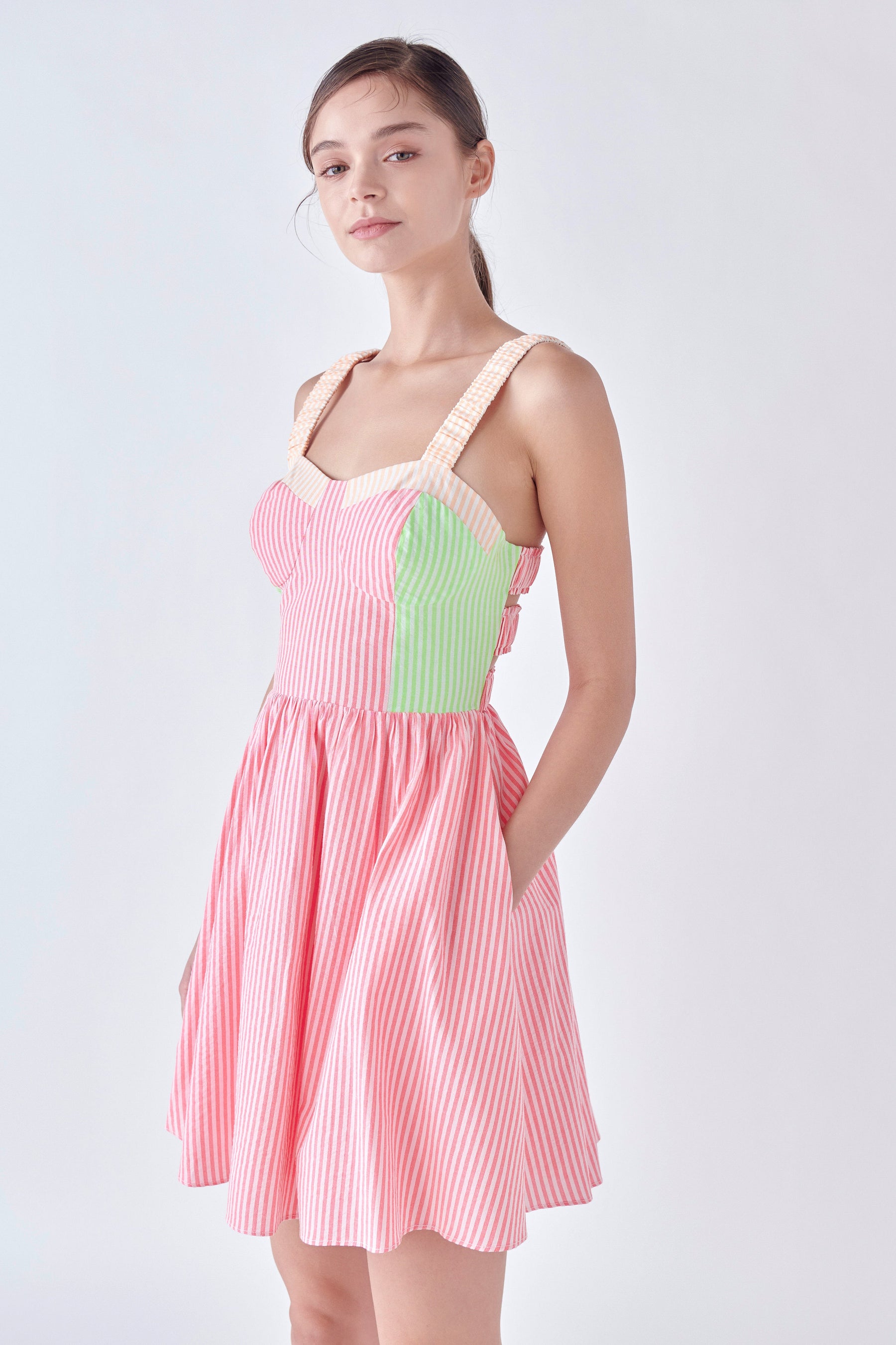 ENGLISH FACTORY - Multi Color Striped Mini Dress - DRESSES available at Objectrare