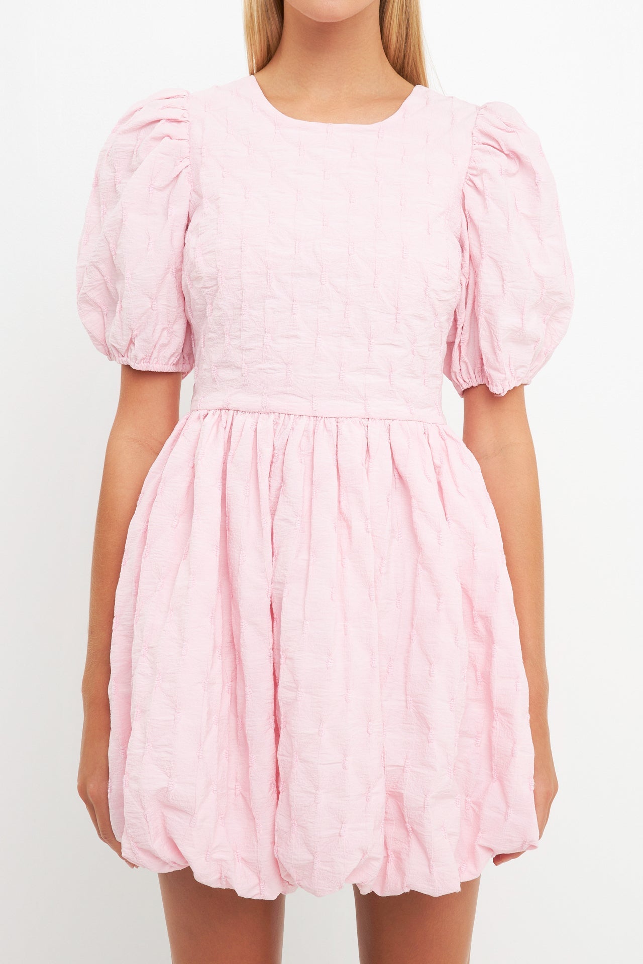 ENGLISH FACTORY - Textured Balloon Mini Dress - DRESSES available at Objectrare