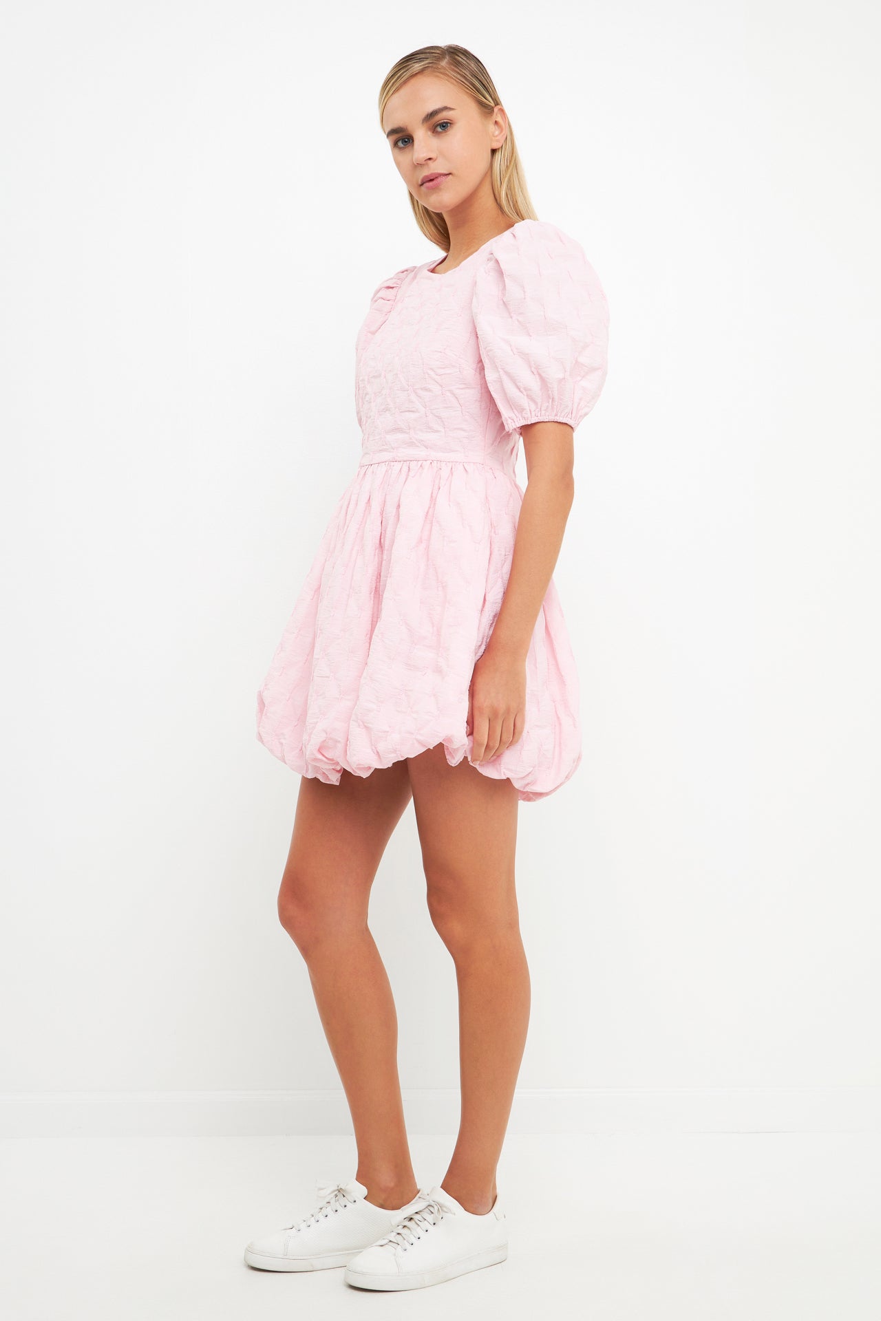 ENGLISH FACTORY - Textured Balloon Mini Dress - DRESSES available at Objectrare