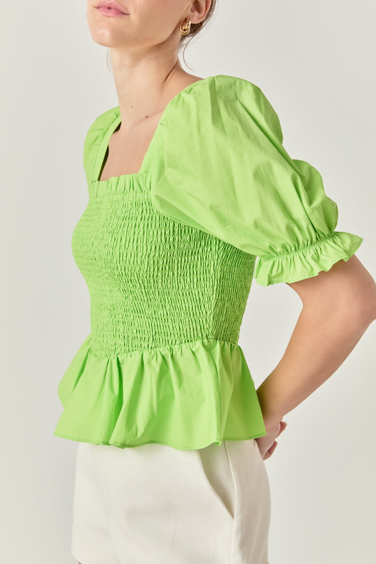 ENGLISH FACTORY - Puff Sleeve Top with Square Neckline - TOPS available at Objectrare