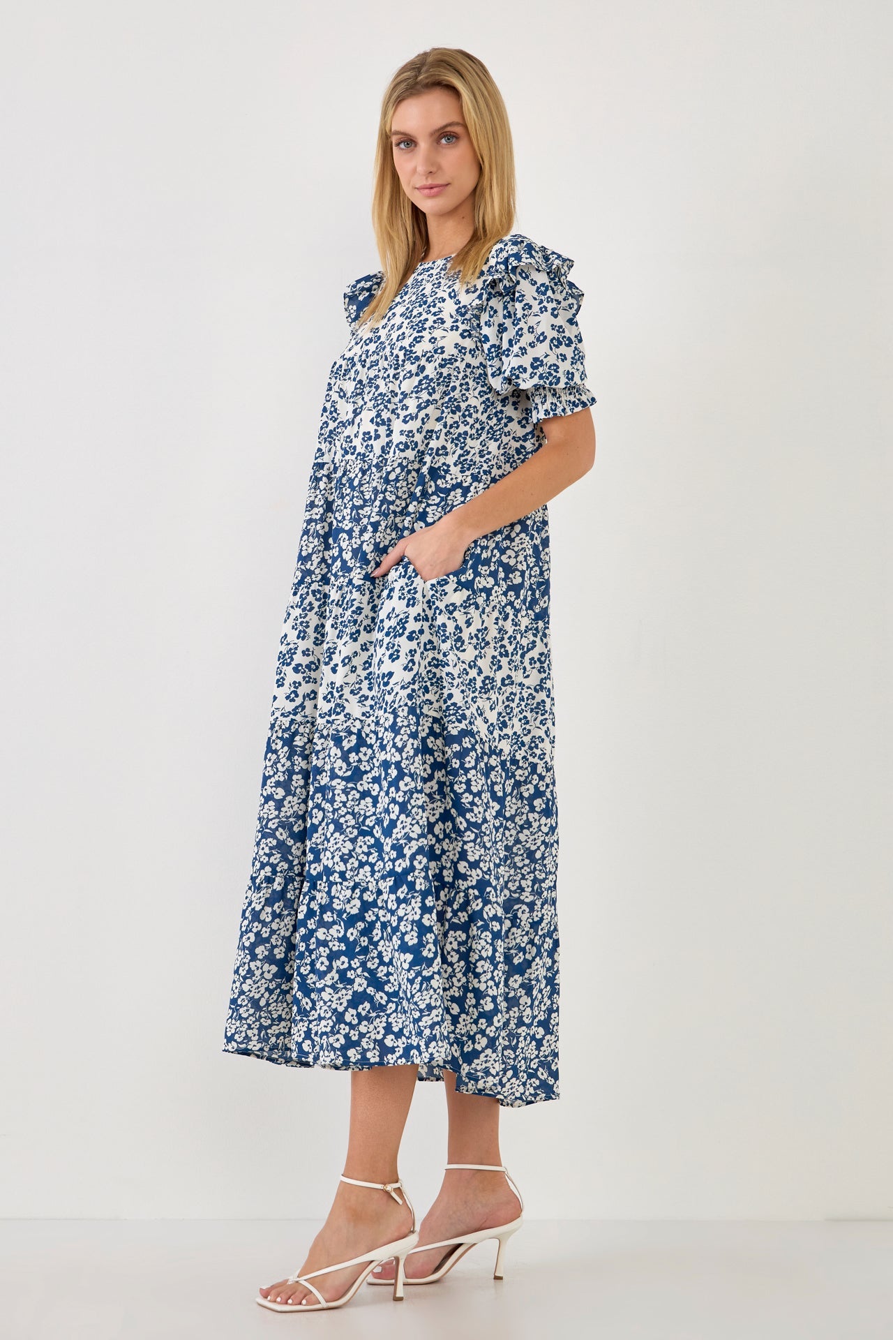 ENGLISH FACTORY - Floral Color Block Midi Dress - DRESSES available at Objectrare