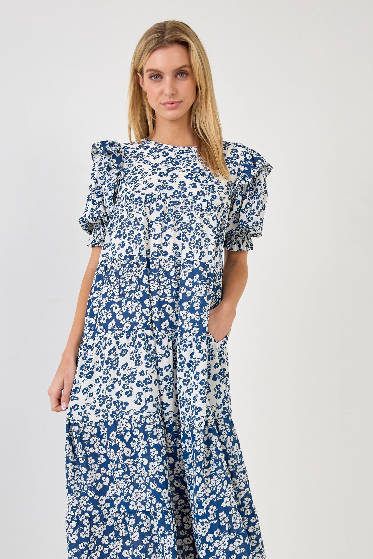 ENGLISH FACTORY - Floral Color Block Midi Dress - DRESSES available at Objectrare