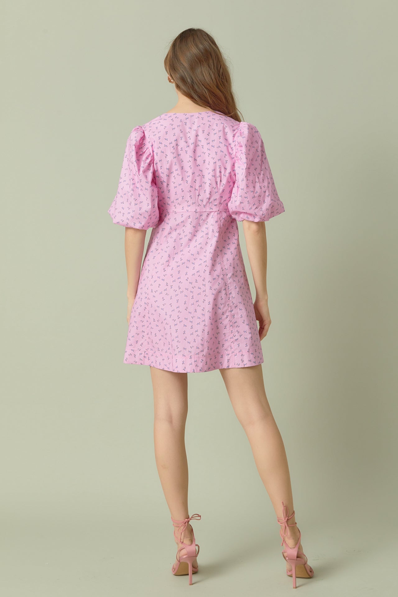 ENDLESS ROSE - Floral Print Mini Dress with Button Detail - DRESSES available at Objectrare