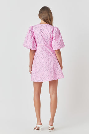 ENDLESS ROSE - Floral Print Mini Dress with Button Detail - DRESSES available at Objectrare