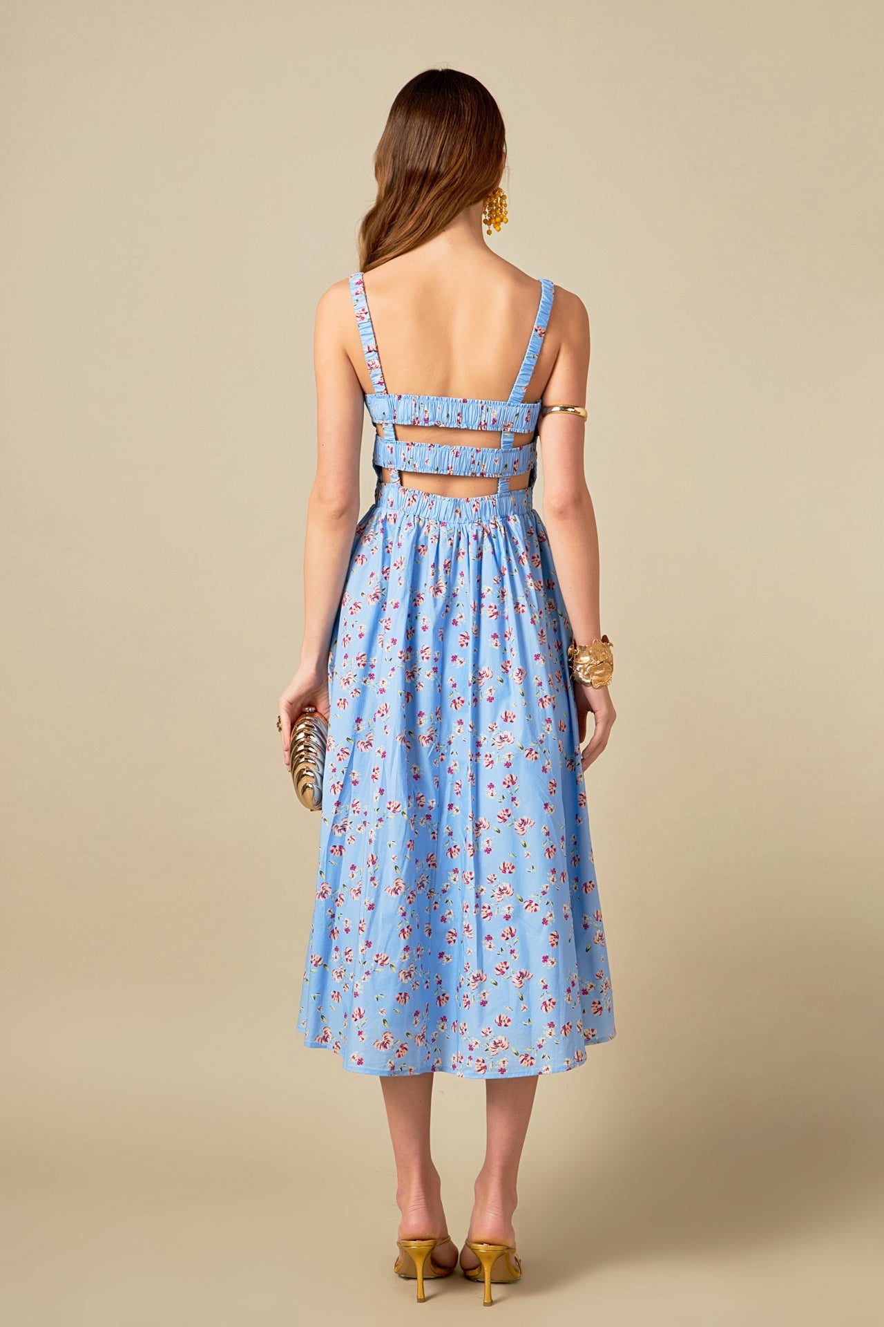 ENGLISH FACTORY - Floral Print Smocked Dress in Blue - DRESSES available at Objectrare