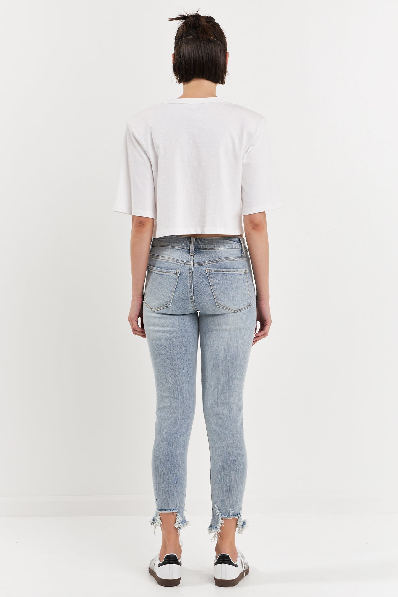 GREY LAB - Mid Rise Distressed Ankle Skinny Jeans - JEANS available at Objectrare
