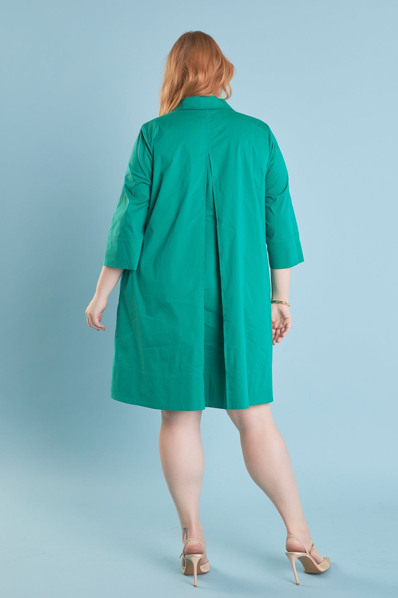 ENGLISH FACTORY - Plus Size A-Line Kaftan Collar Dress - DRESSES available at Objectrare