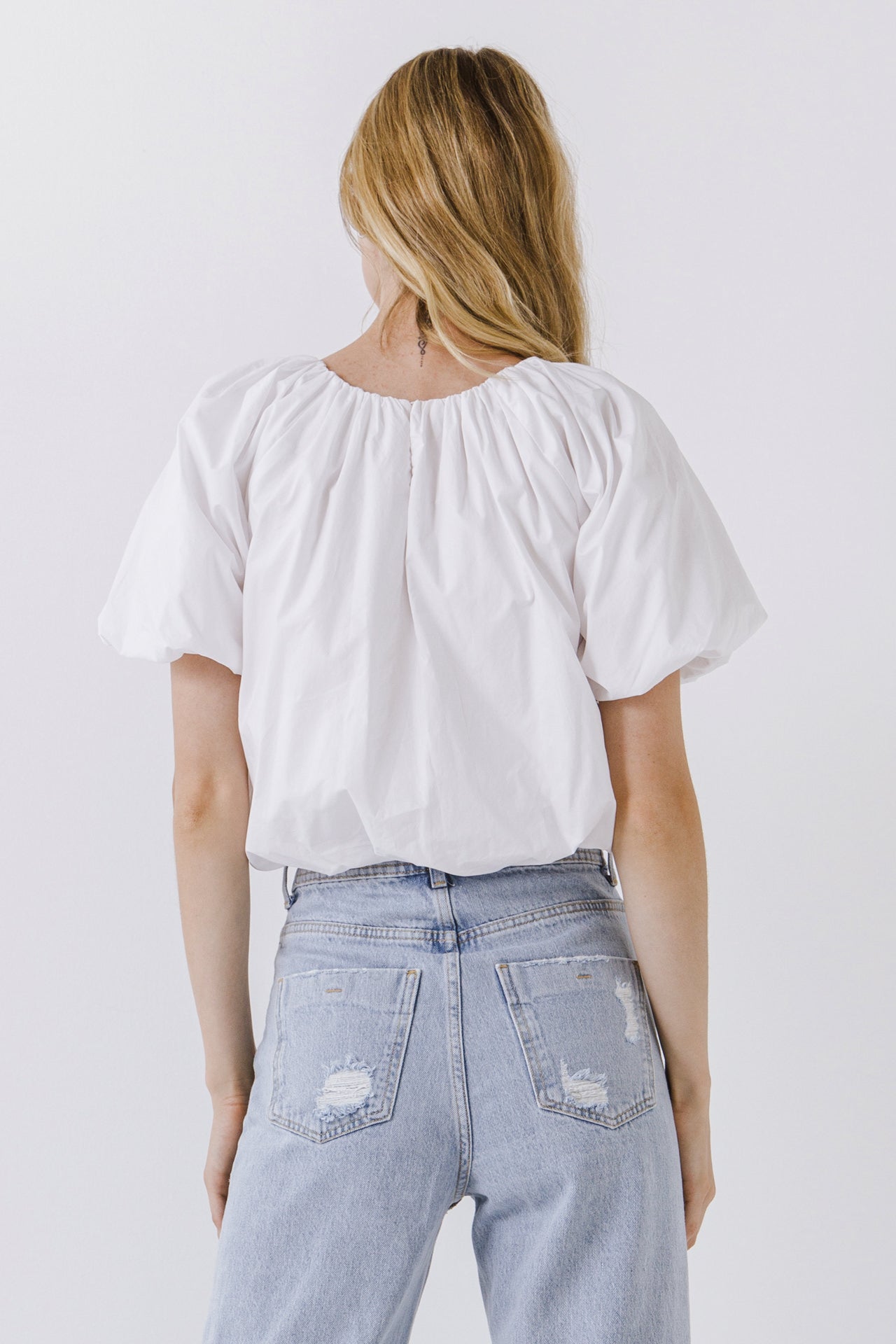 LA'VEN - Balloon Sleeve Cropped Top - TOPS available at Objectrare