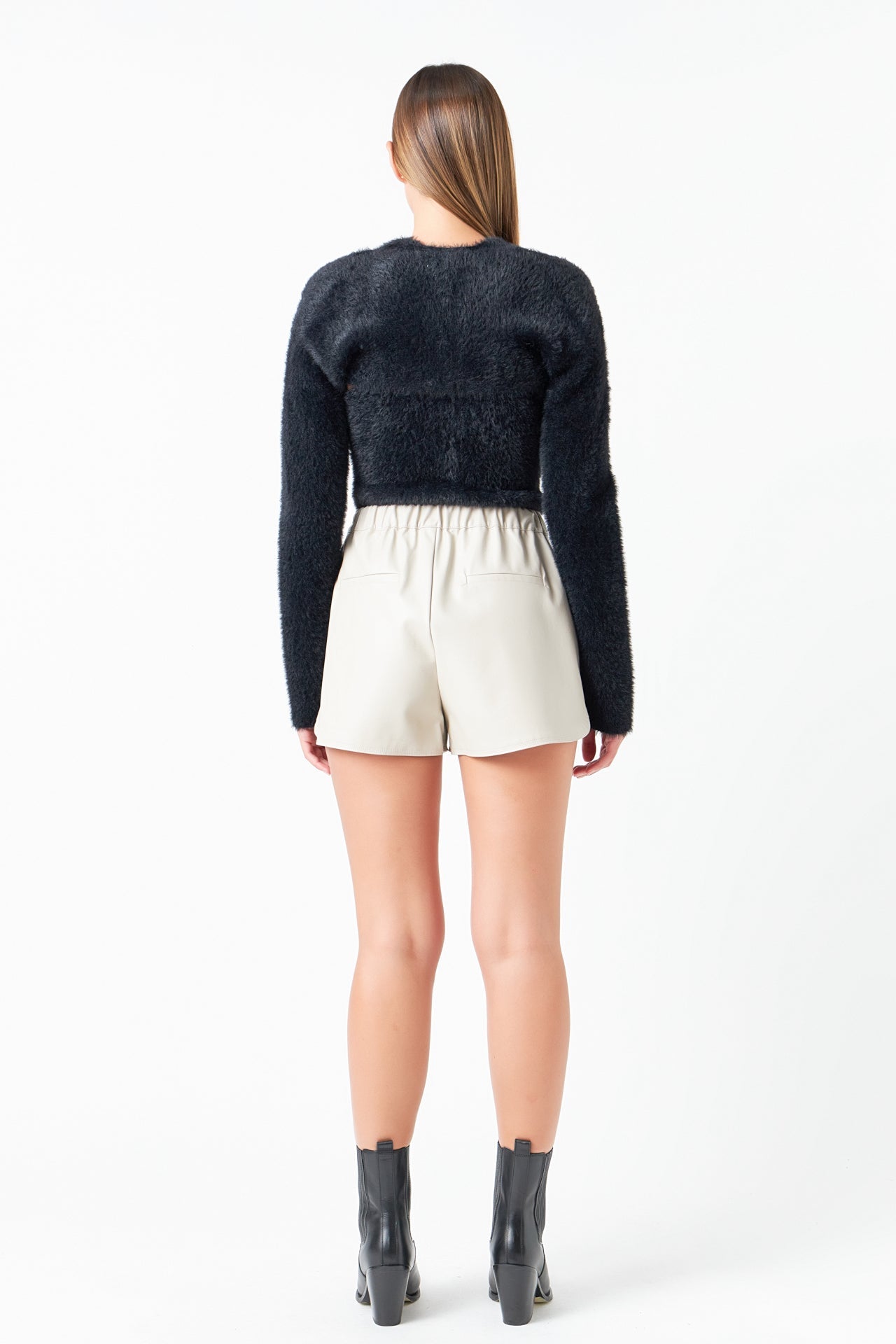 GREY LAB - Faux Leather Shorts with Pleated Detail - SHORTS available at Objectrare