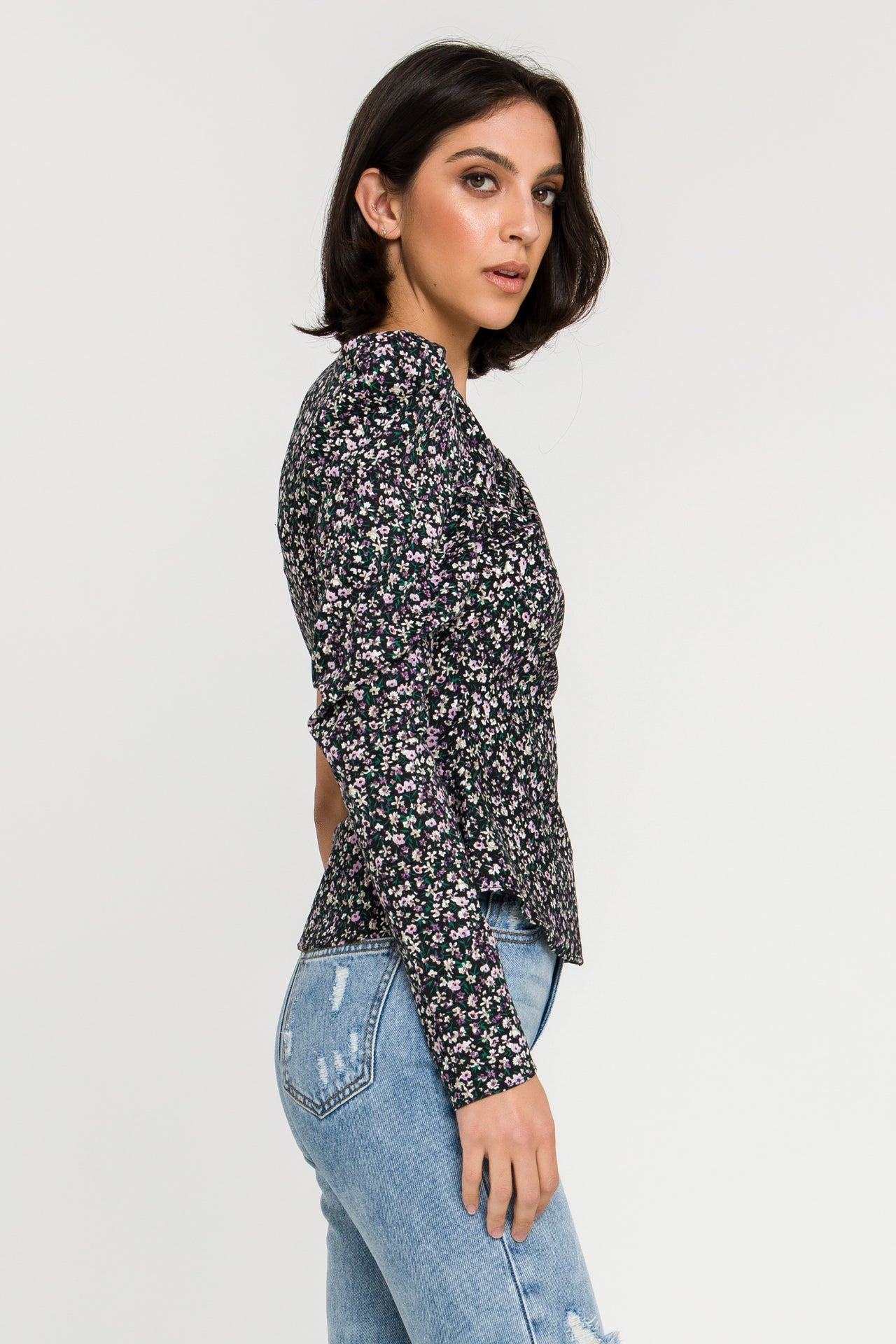ENDLESS ROSE - One Shoulder Sleeve Woven Blouse - TOPS available at Objectrare