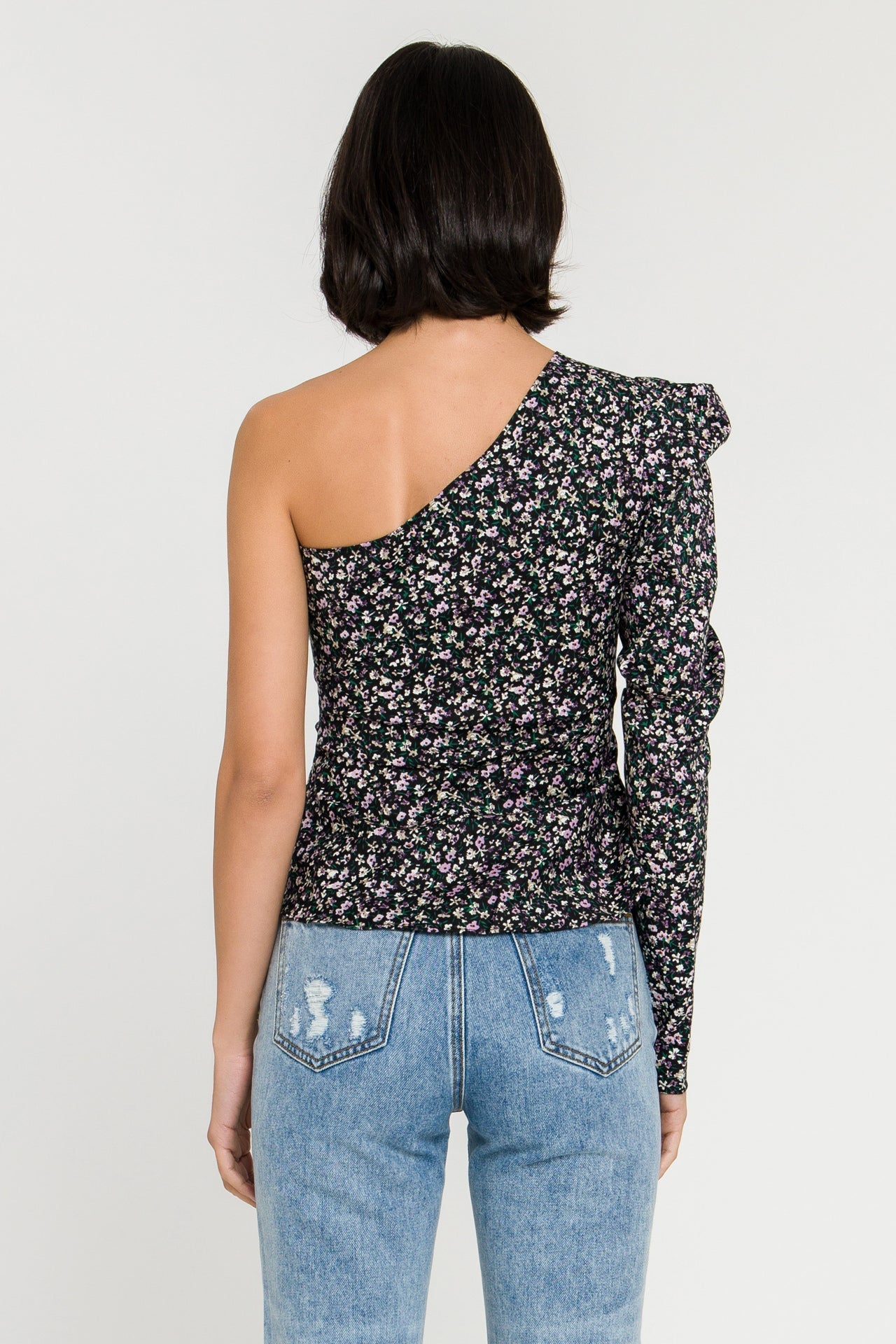 ENDLESS ROSE - One Shoulder Sleeve Woven Blouse - TOPS available at Objectrare
