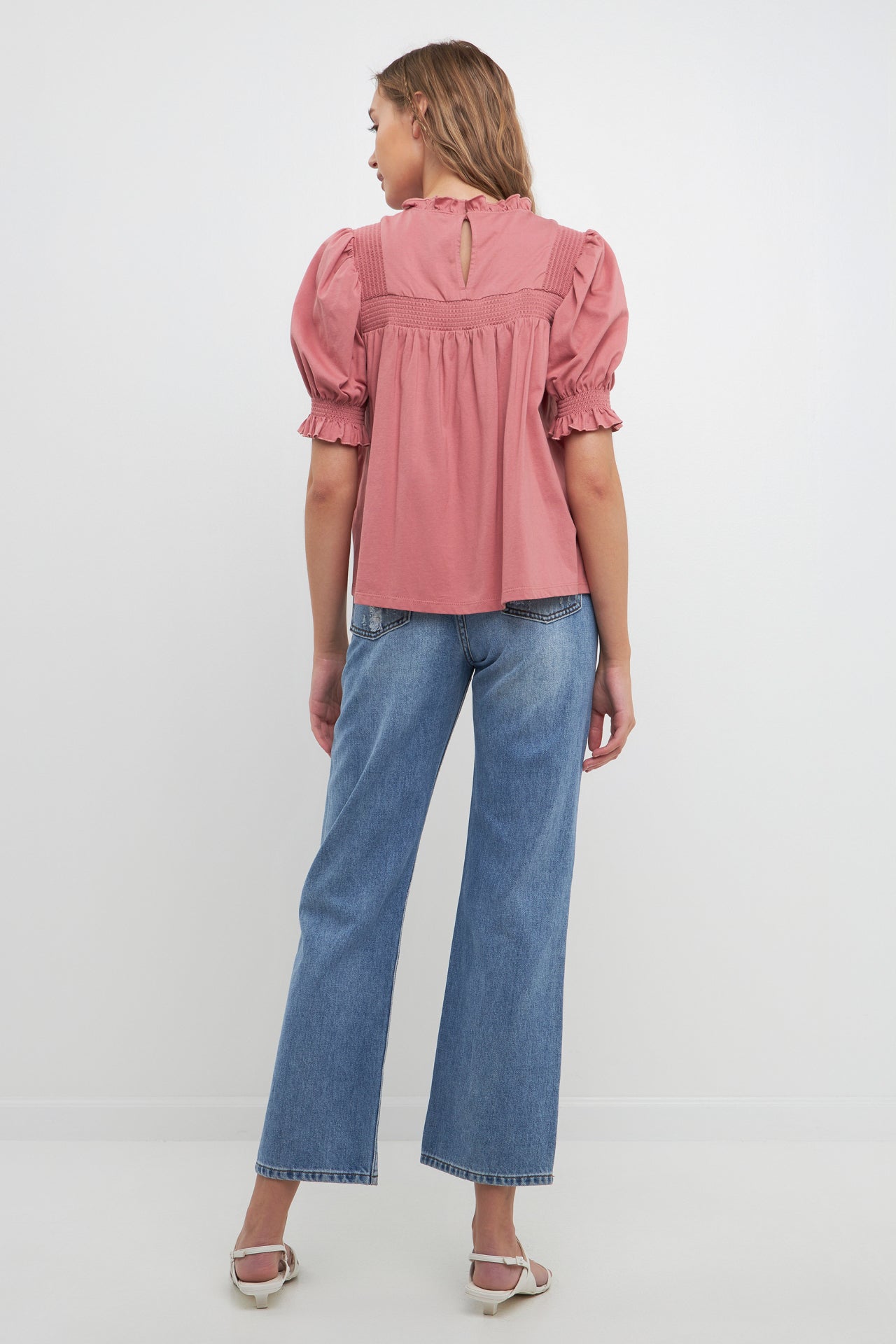 FREE THE ROSES - Smocking Yoke T-Shirt - TOPS available at Objectrare