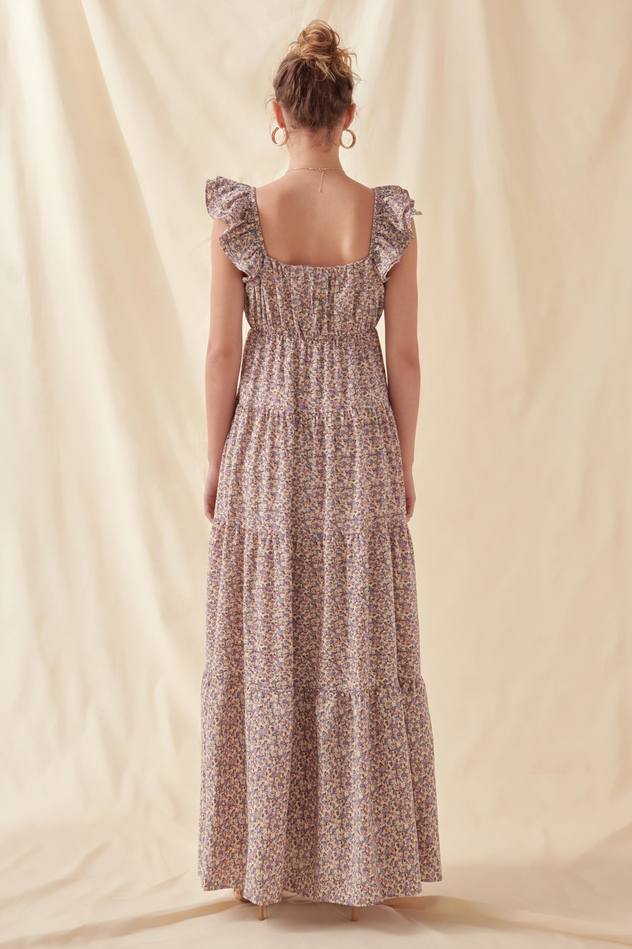 FREE THE ROSES - Floral Ruffle Sleeve Maxi Dress - DRESSES available at Objectrare
