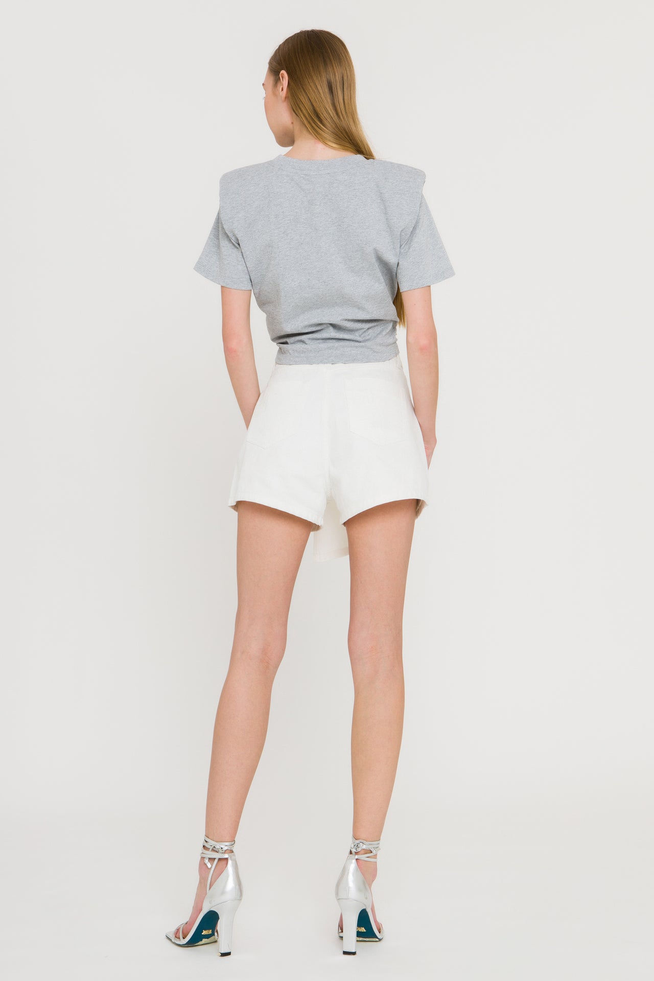GREY LAB - Shoulder Pad Front Tie T-Shirt - TOPS available at Objectrare