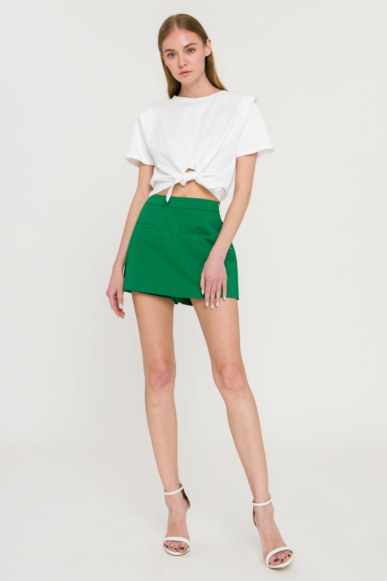GREY LAB - Shoulder Pad Front Tie T-Shirt - TOPS available at Objectrare