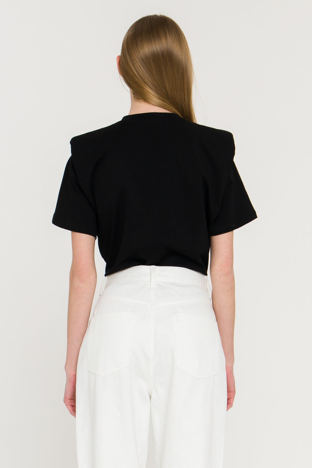 ENDLESS ROSE - Shoulder Padded Short Sleeve T-Shirt - TOPS available at Objectrare