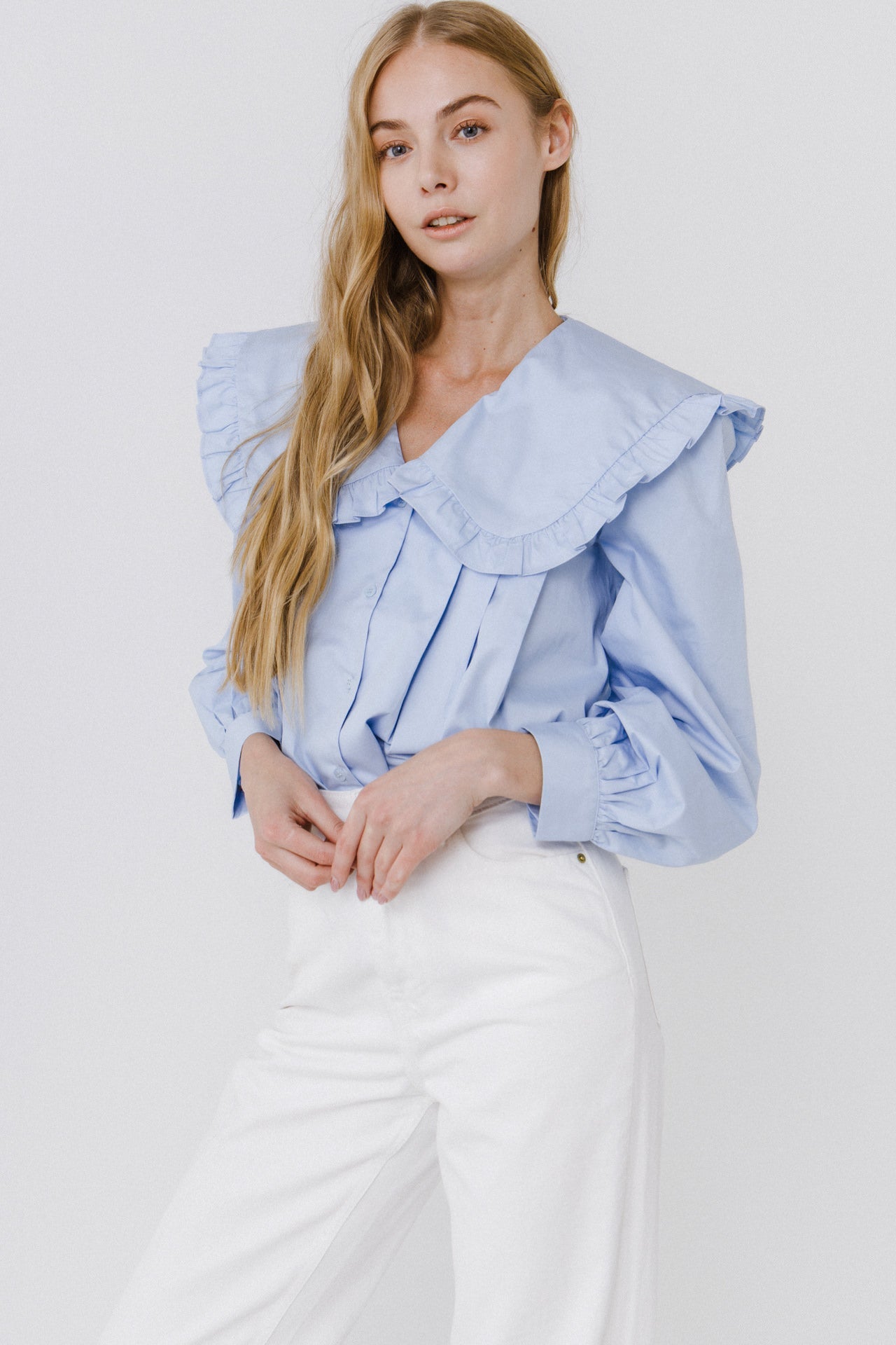 ENGLISH FACTORY - Women Woven Ruffled Collar Blouse - TOPS available at Objectrare