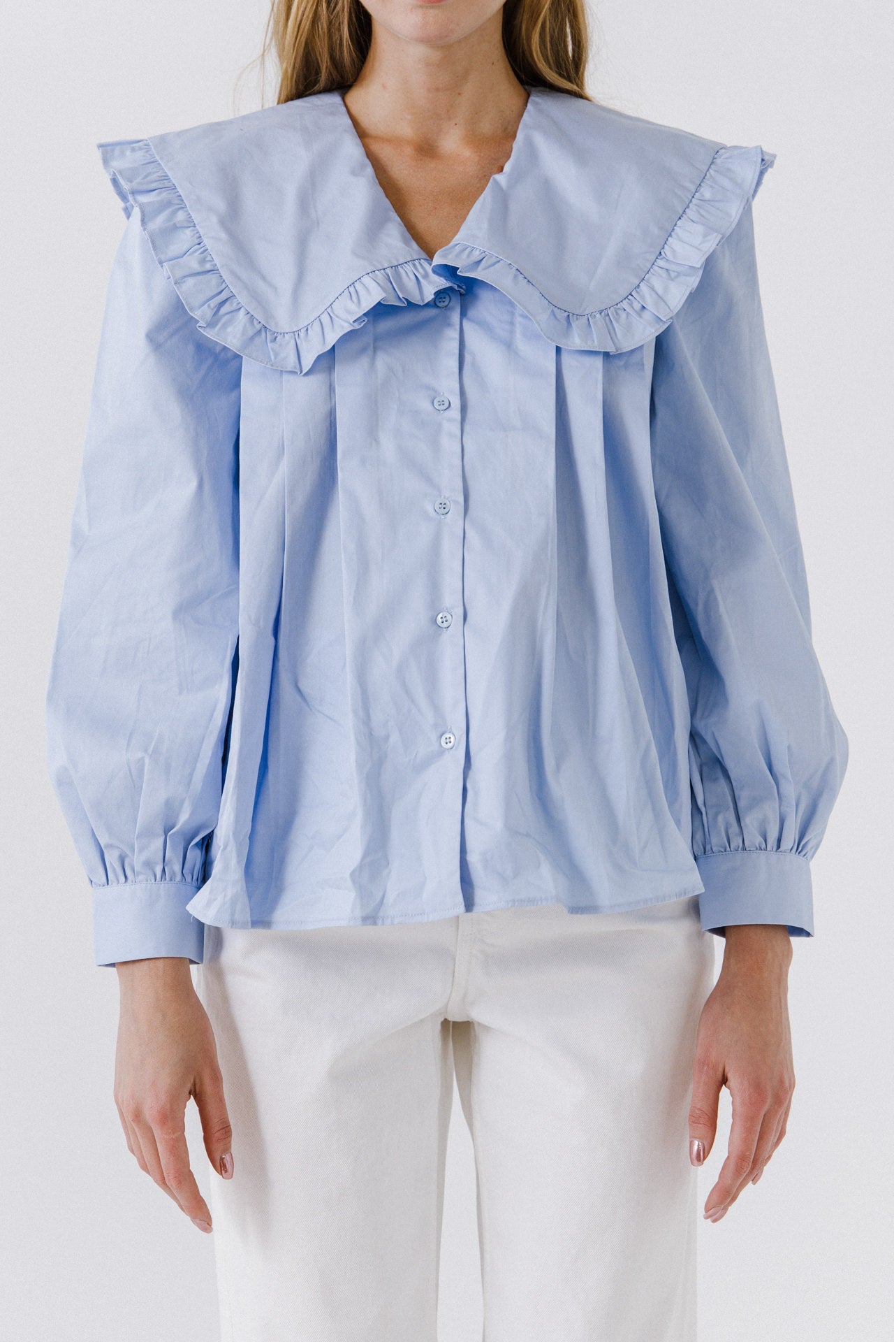 ENGLISH FACTORY - Women Woven Ruffled Collar Blouse - TOPS available at Objectrare