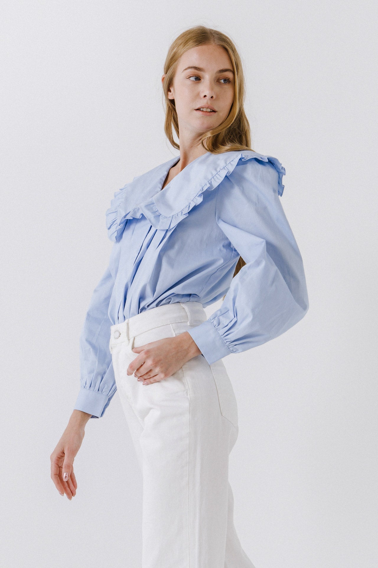 ENGLISH FACTORY - Women Woven Ruffled Collar Blouse - TOPS available at Objectrare