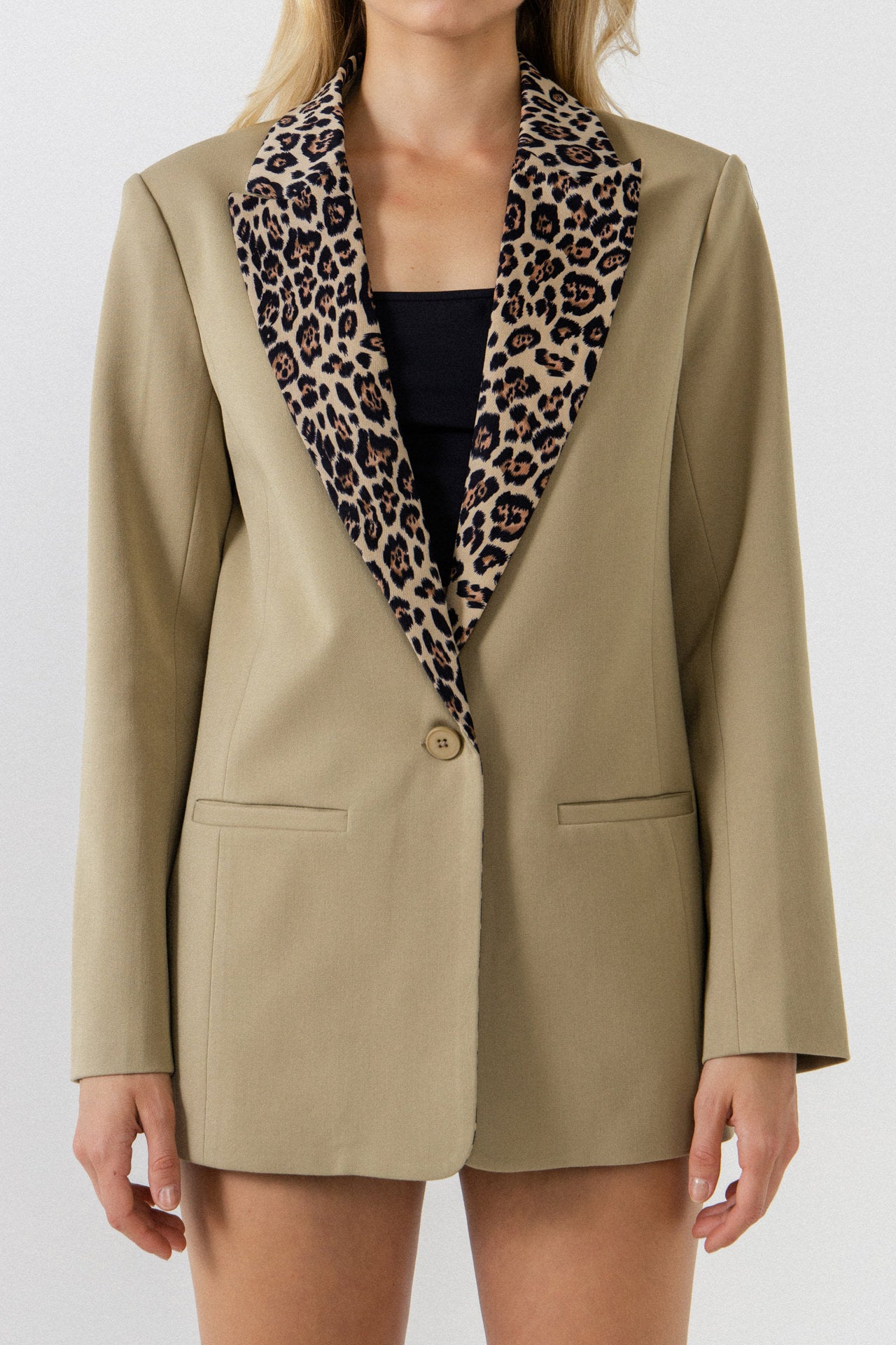 ENDLESS ROSE - Leopard Collar Blazer - BLAZERS available at Objectrare