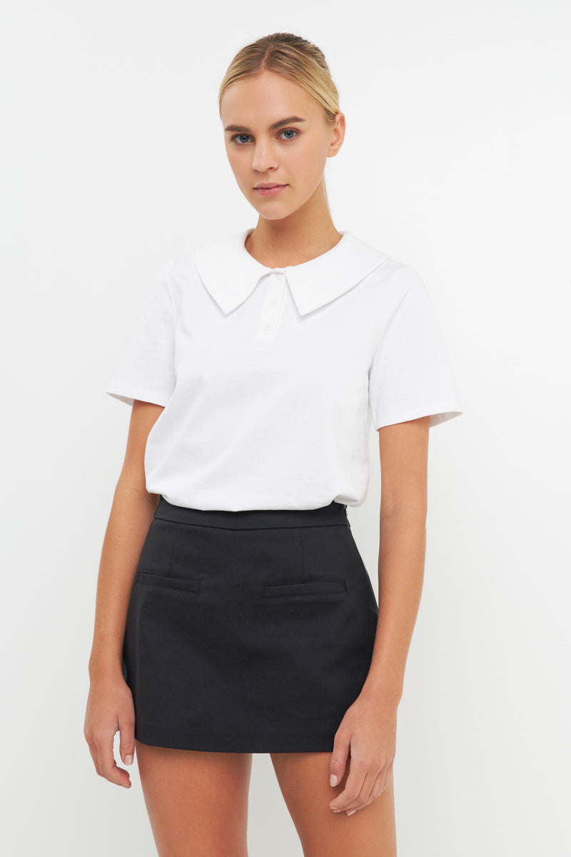 ENGLISH FACTORY - Oversized Collar T-Shirt - TOPS available at Objectrare