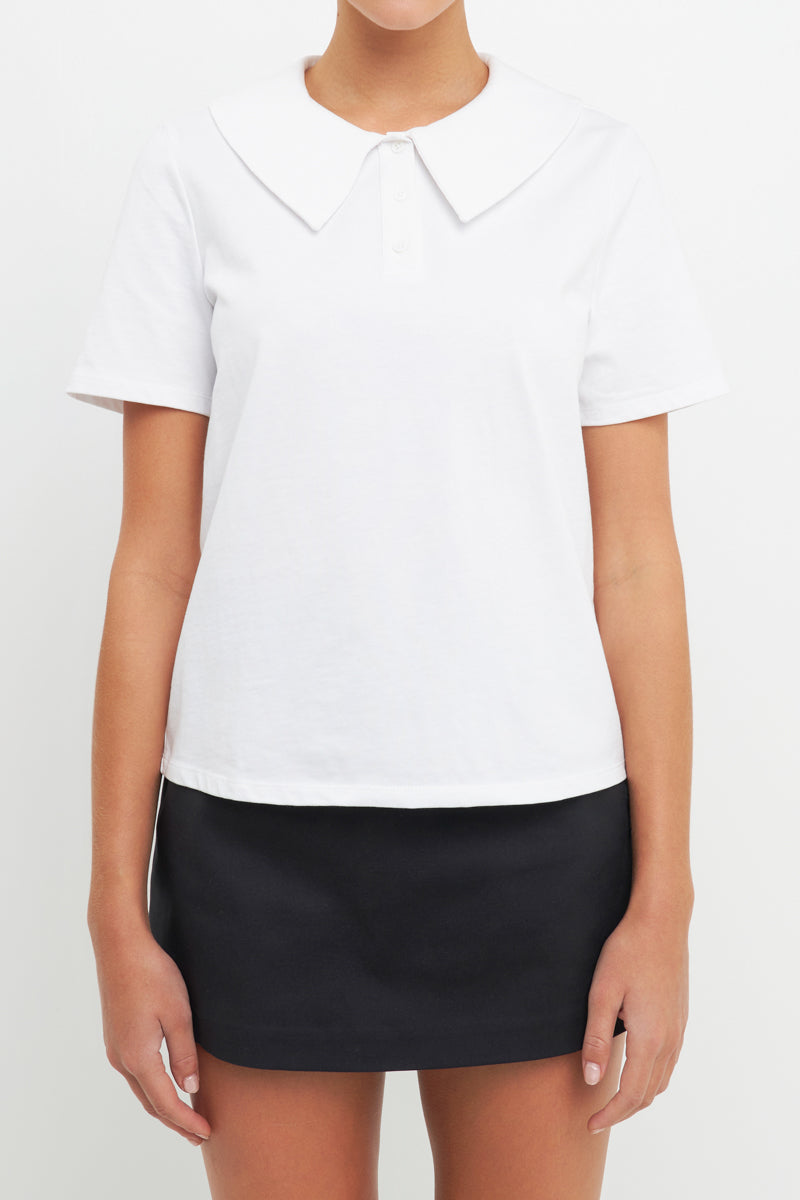 ENGLISH FACTORY - Oversized Collar T-Shirt - TOPS available at Objectrare