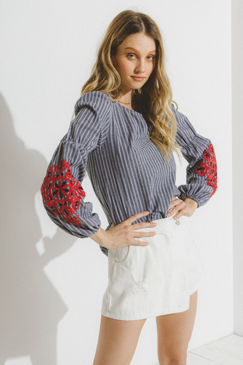 FREE THE ROSES - Striped Long Sleeve Tunic - TOPS available at Objectrare