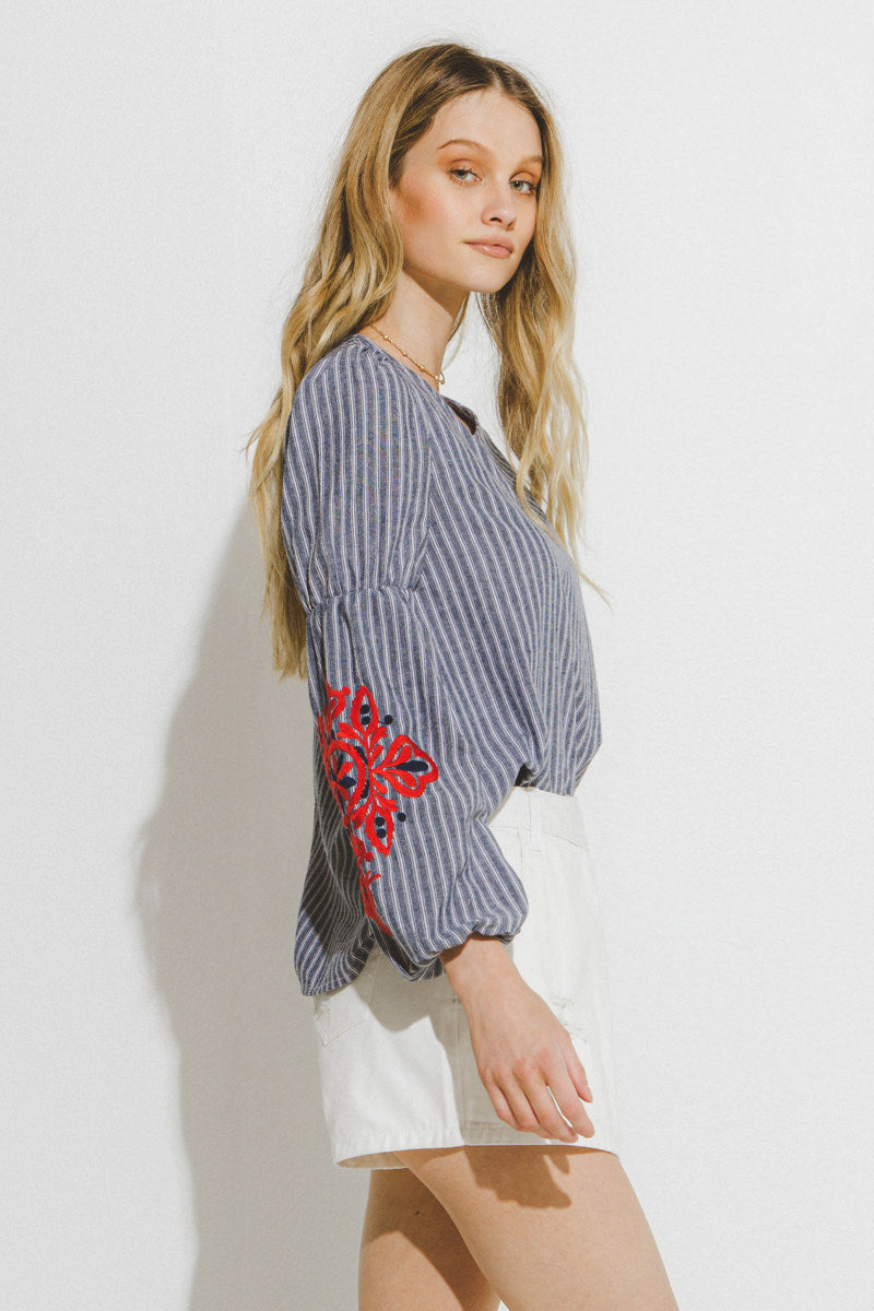 FREE THE ROSES - Striped Long Sleeve Tunic - TOPS available at Objectrare