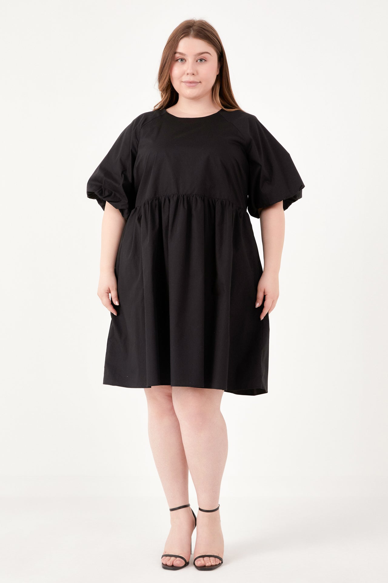 ENGLISH FACTORY - Plus Size Short Balloon Sleeve Mini Dress - DRESSES available at Objectrare