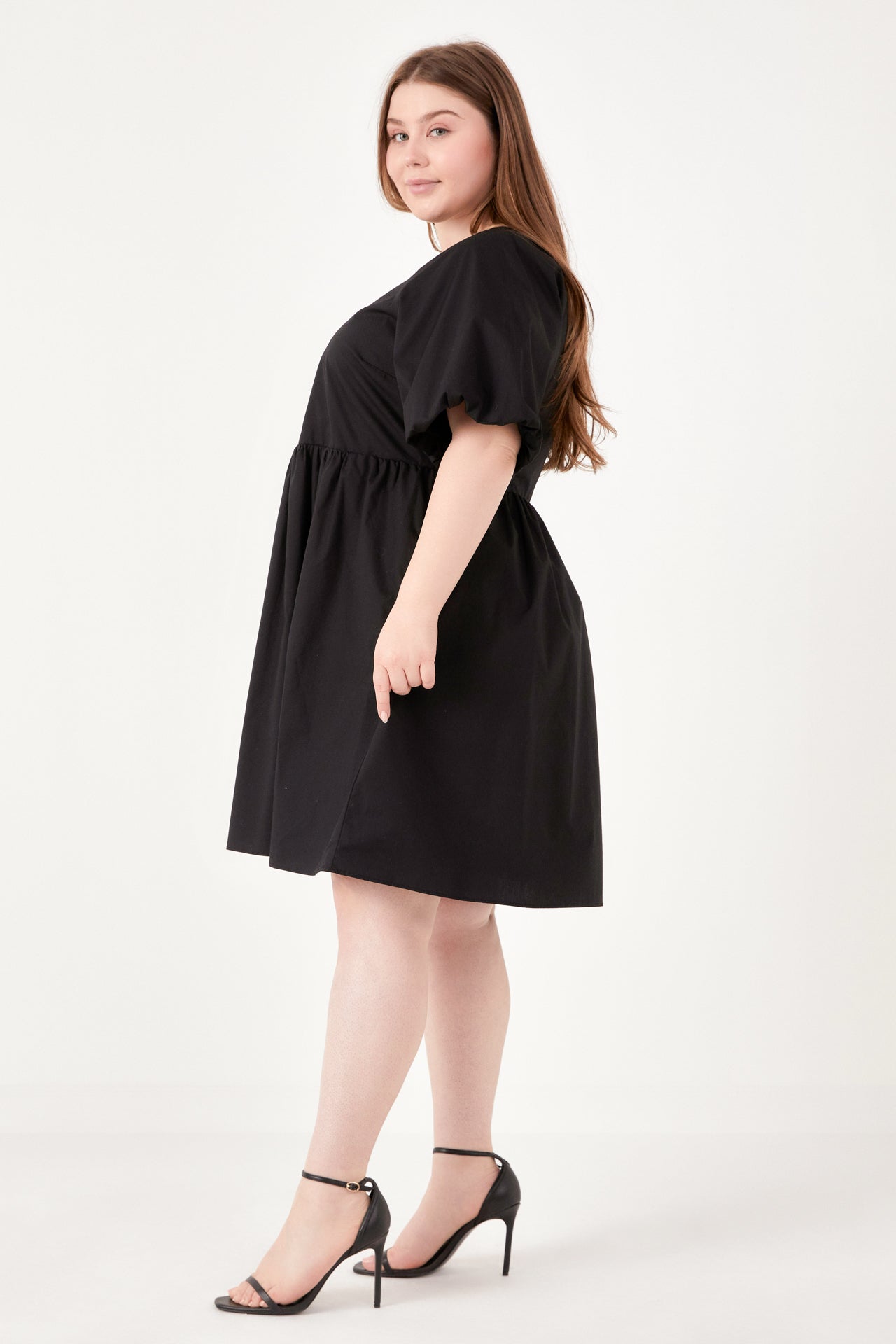 ENGLISH FACTORY - Plus Size Short Balloon Sleeve Mini Dress - DRESSES available at Objectrare