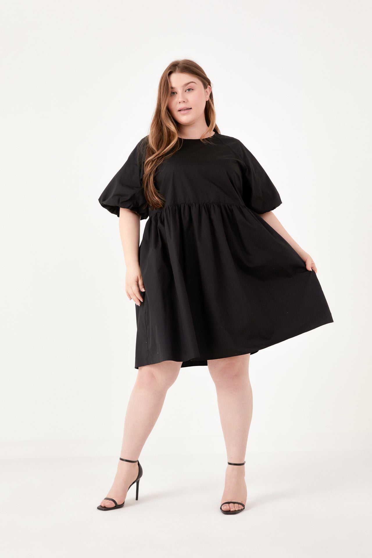 ENGLISH FACTORY - Plus Size Short Balloon Sleeve Mini Dress - DRESSES available at Objectrare