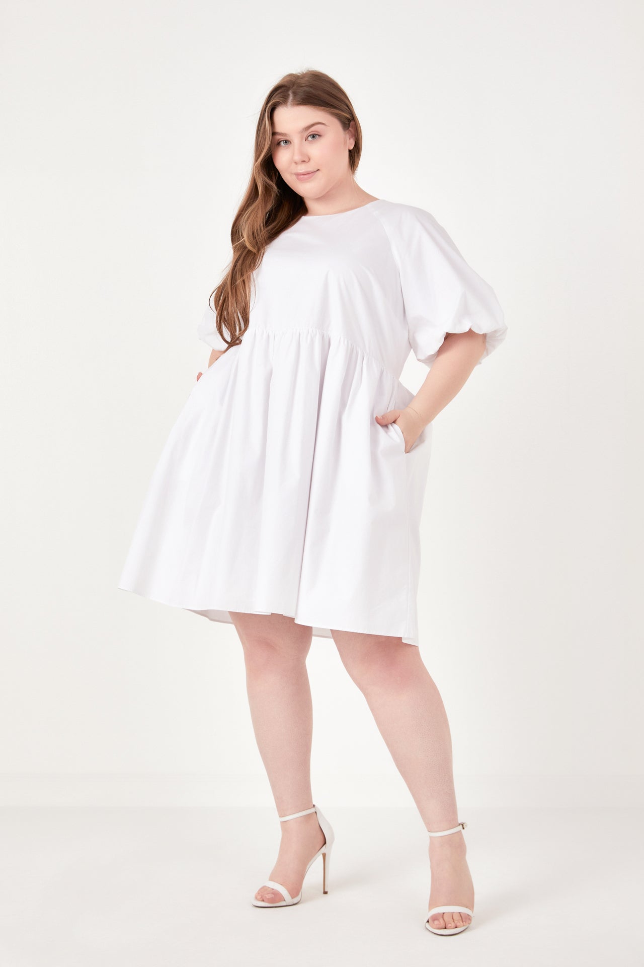 ENGLISH FACTORY - Plus Size Short Balloon Sleeve Mini Dress - DRESSES available at Objectrare