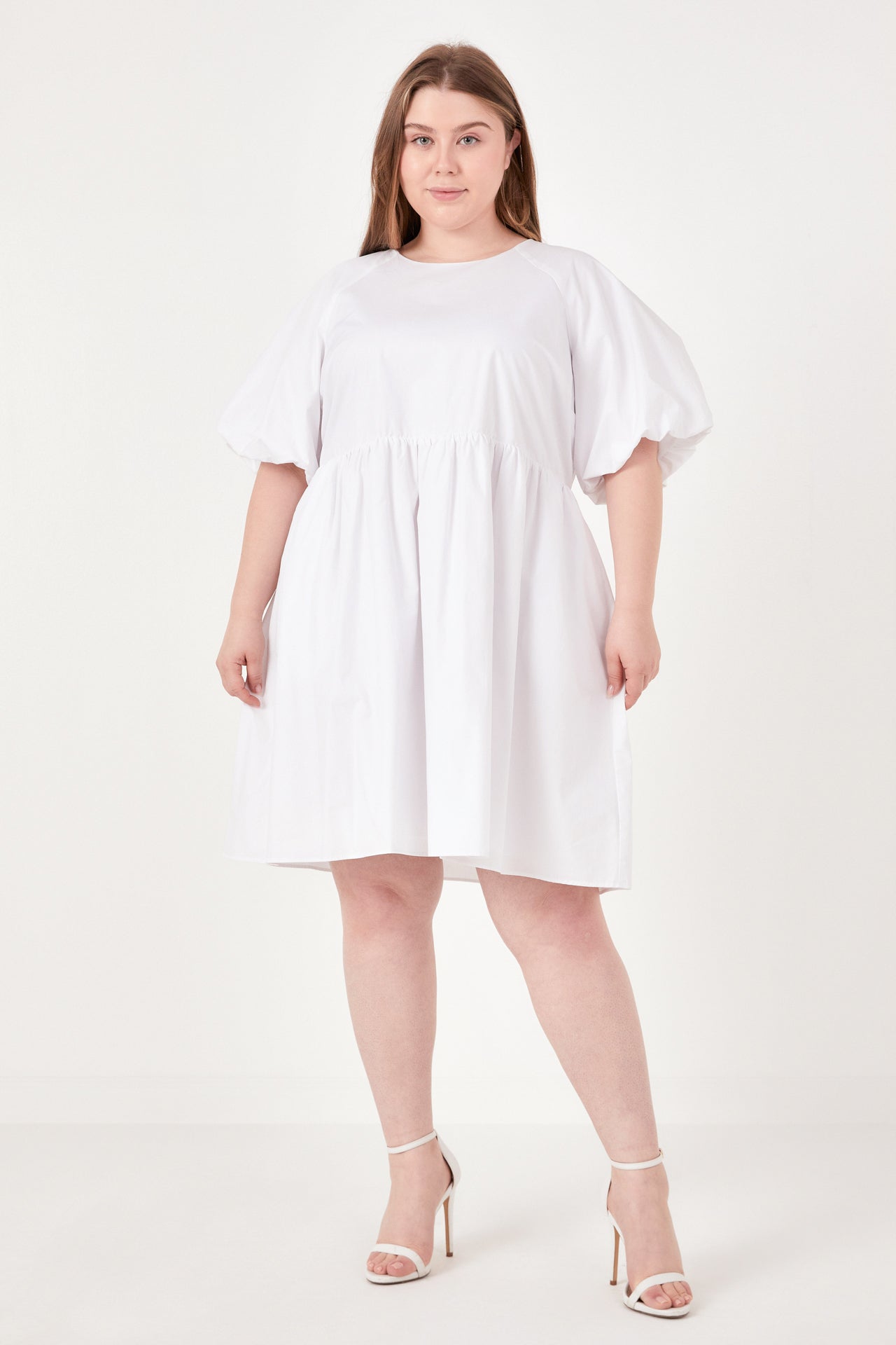 ENGLISH FACTORY - Plus Size Short Balloon Sleeve Mini Dress - DRESSES available at Objectrare