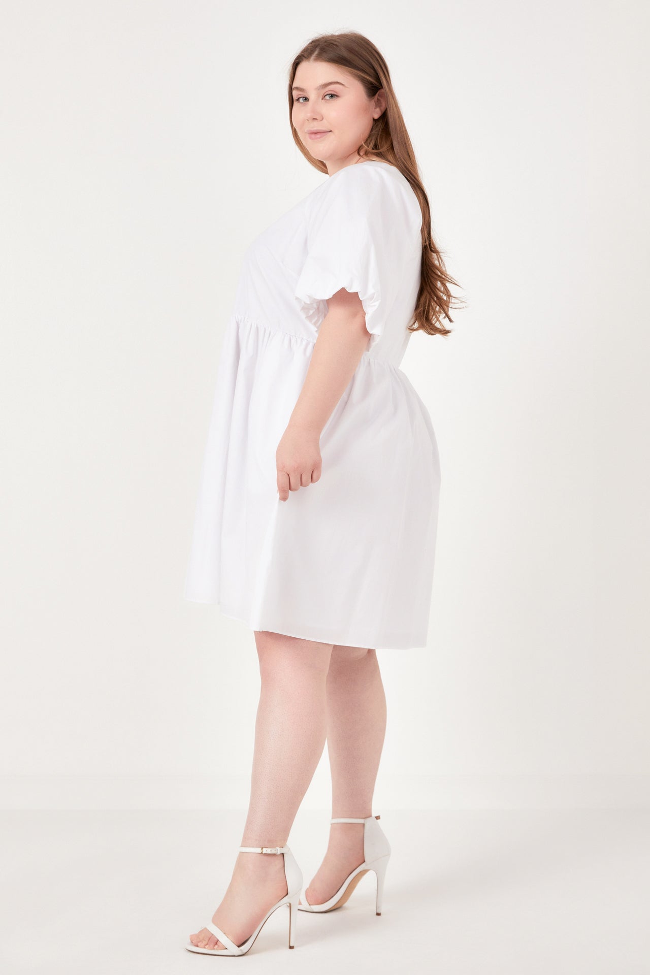 ENGLISH FACTORY - Plus Size Short Balloon Sleeve Mini Dress - DRESSES available at Objectrare