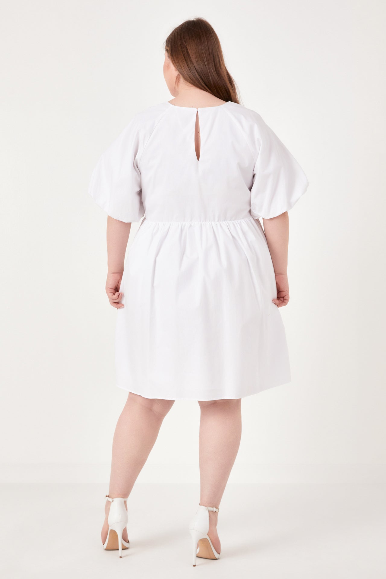 ENGLISH FACTORY - Plus Size Short Balloon Sleeve Mini Dress - DRESSES available at Objectrare