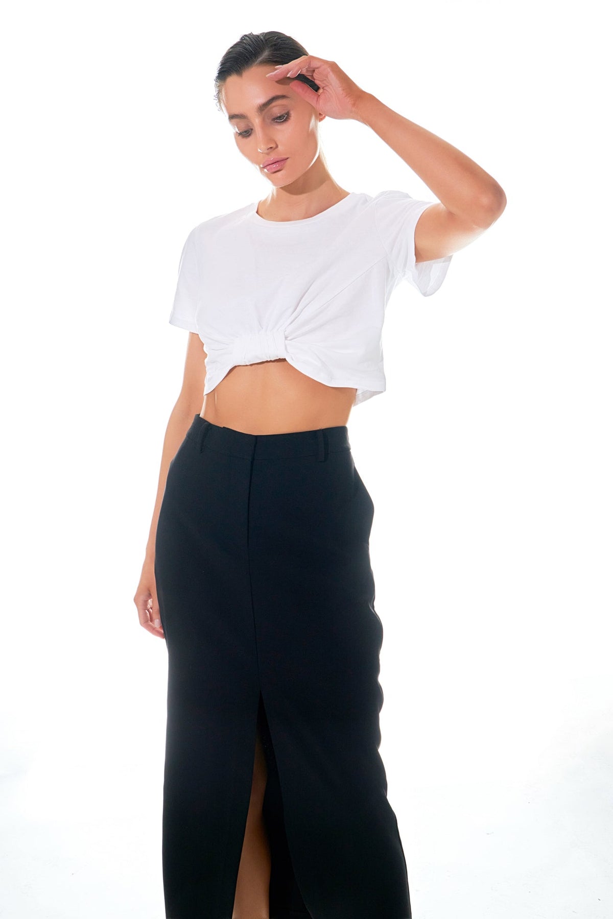 GREY LAB - Front Tied Detail T-Shirt - T-SHIRTS available at Objectrare