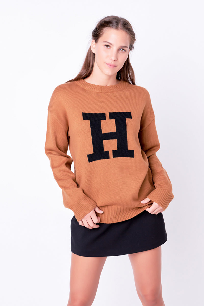 ENGLISH FACTORY - Alphabet Motif Sweater - SWEATERS & KNITS available at Objectrare
