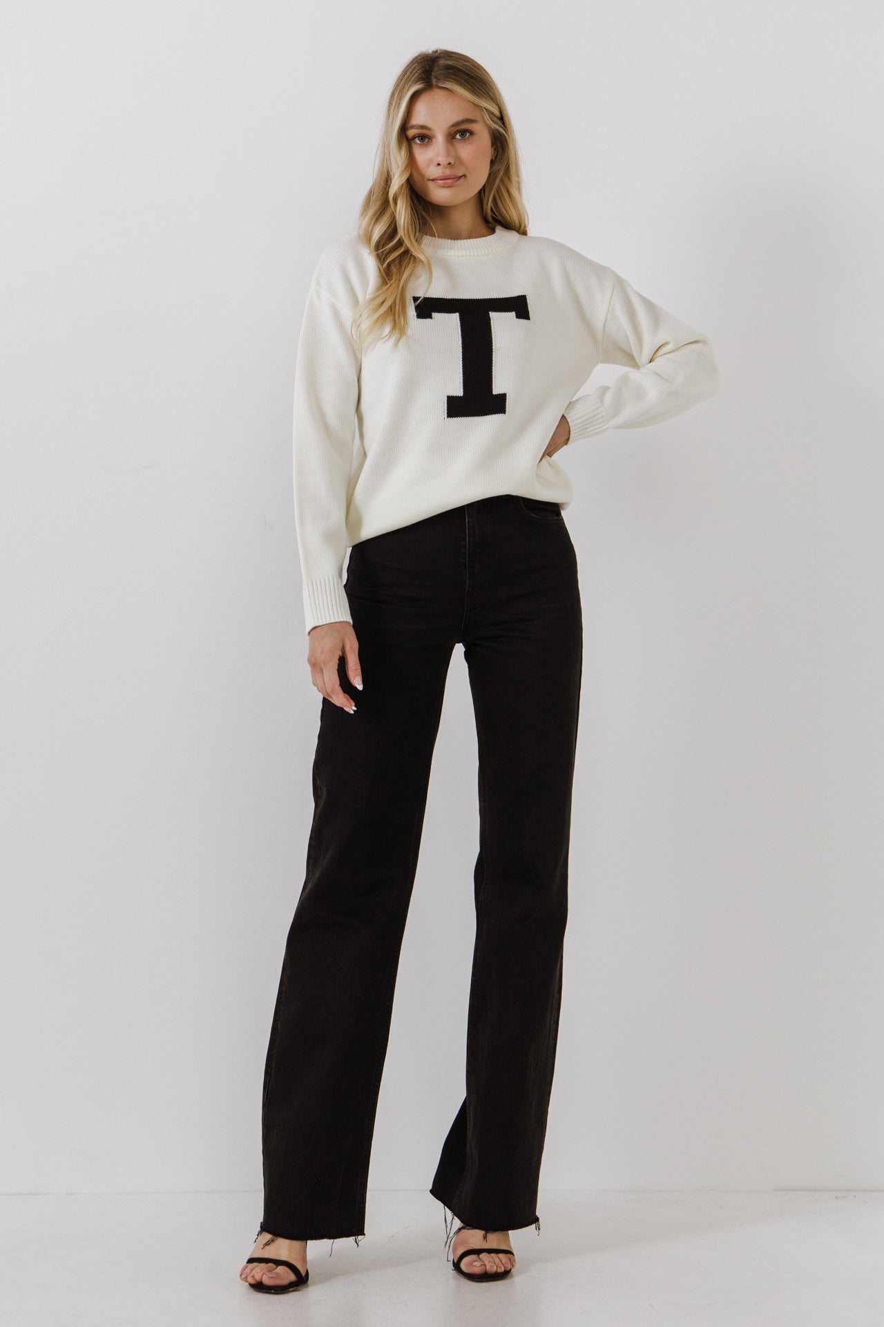 ENGLISH FACTORY - Alphabet Motif Sweater - SWEATERS & KNITS available at Objectrare